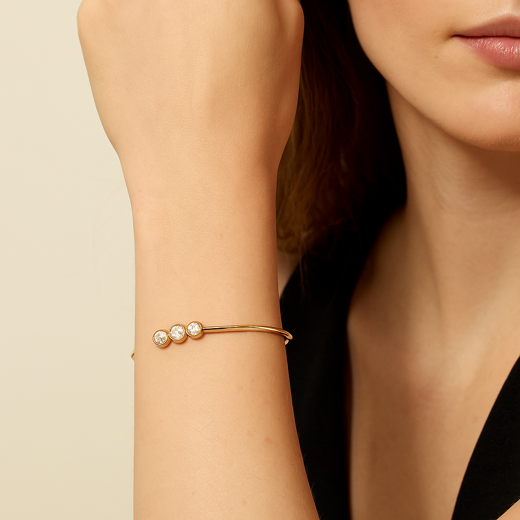 Simple Open Ended Bracelets Cuff Silver 925 D Color Moissanite Bracelet
