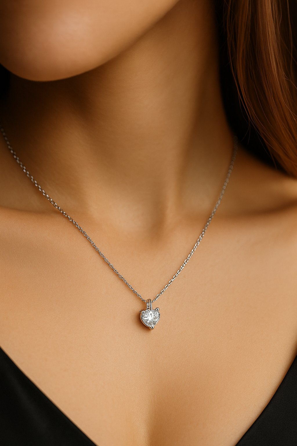 Genuine 14K Gold Heart Moissanite Necklace 1CT/2CT/3CT AU585 Pendant Classic