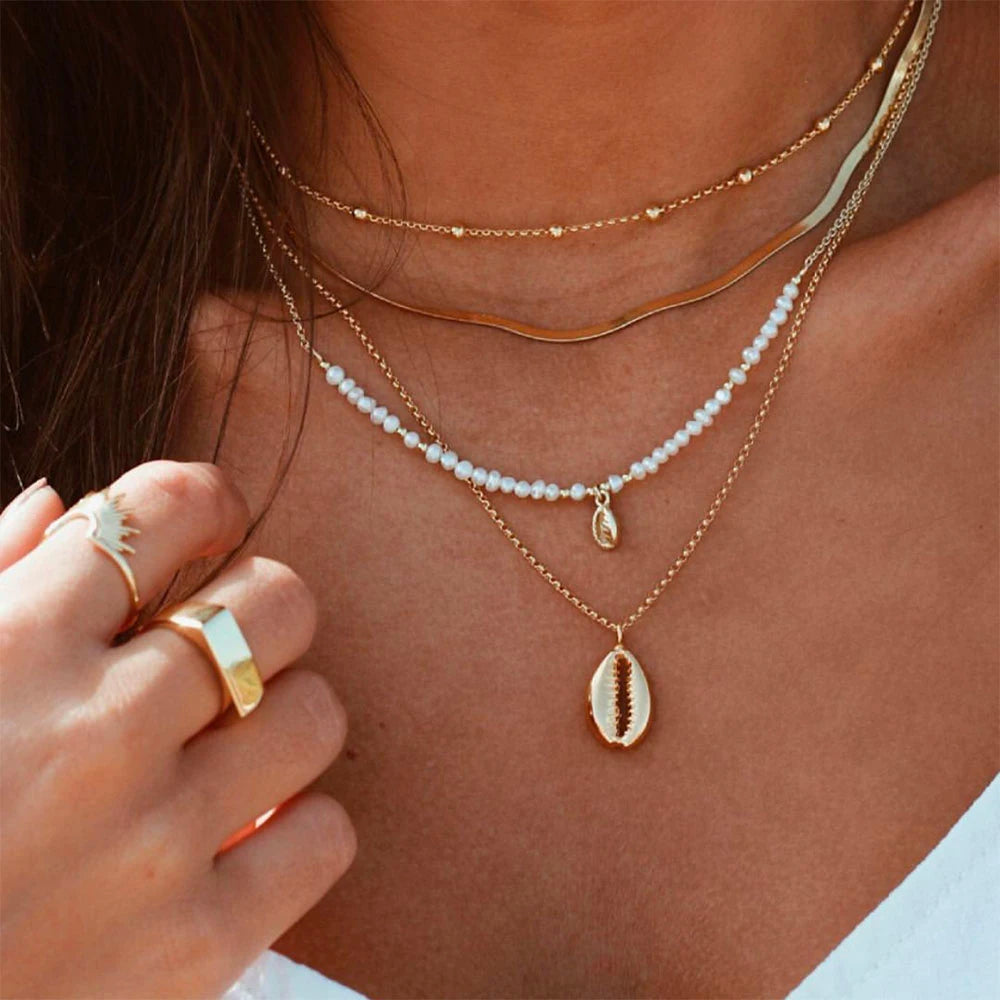 Boho Fashion Pendant Necklaces Vintage Gold Color