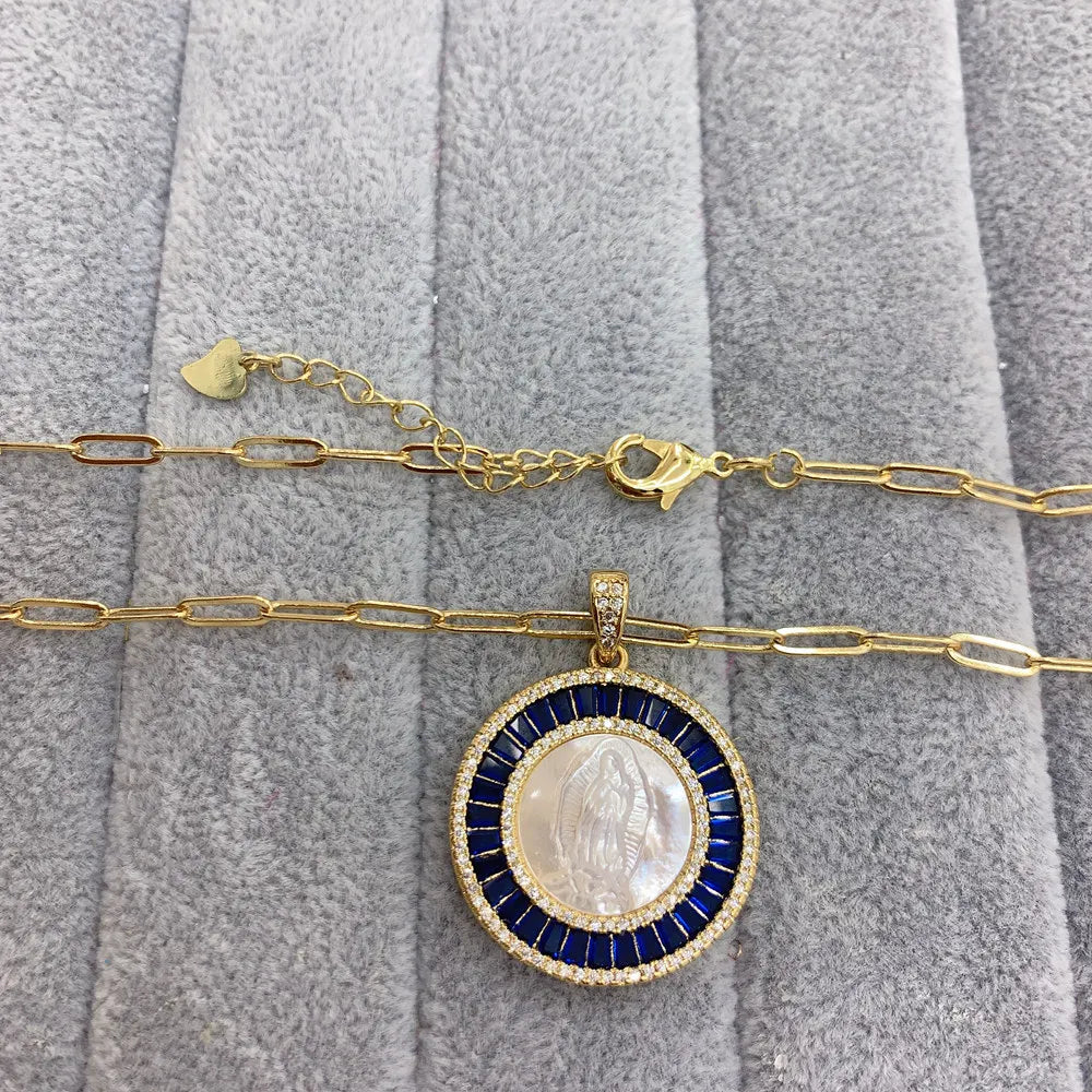 Blessing Round Virgin Guadalupe Pendant Necklace