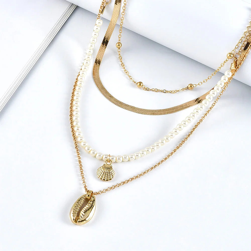 Boho Fashion Pendant Necklaces Vintage Gold Color