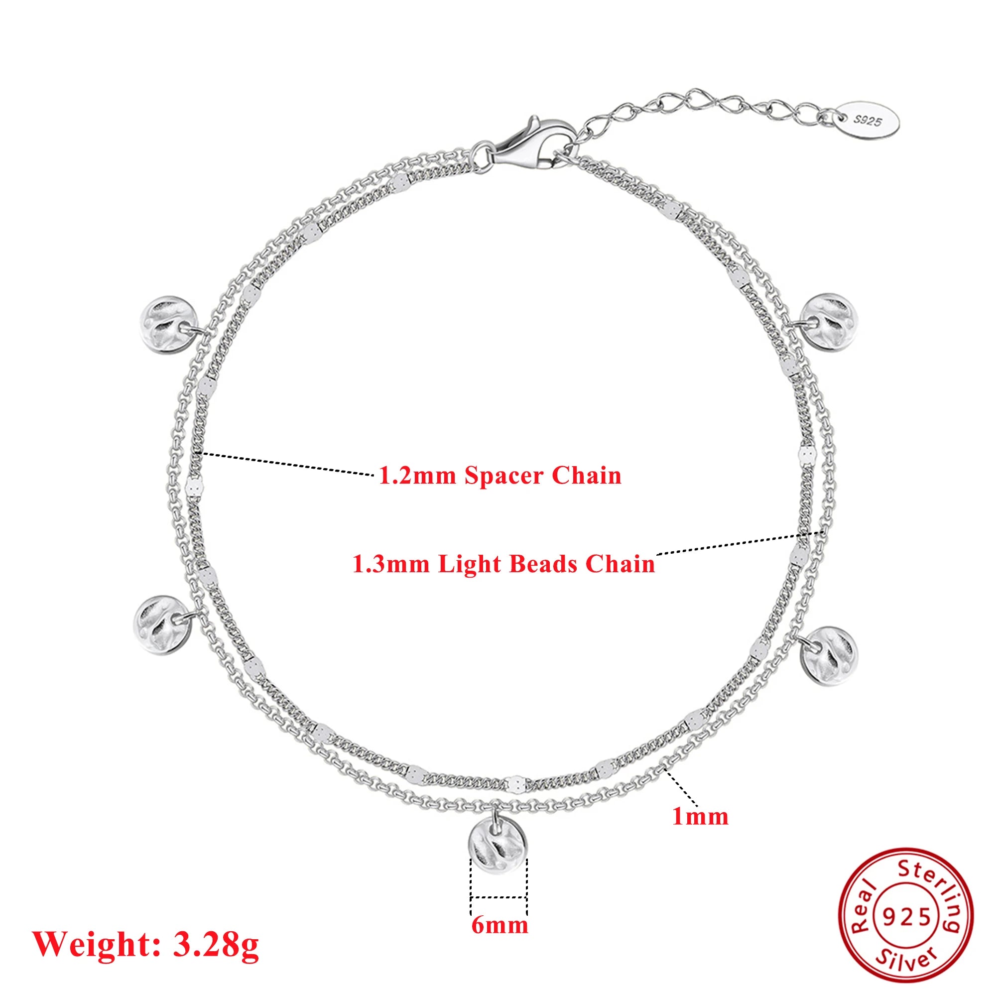 Glimora 925 Sterling Silver Anklet