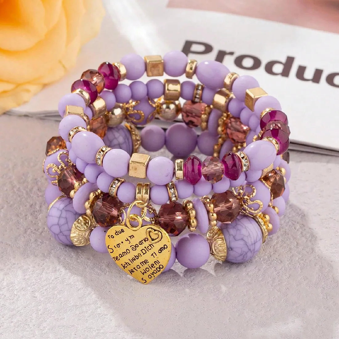 Bracelet Set Vintage Heart Charm