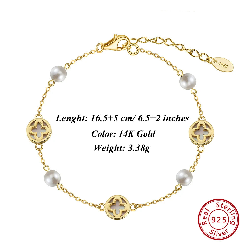 Glimora 14K Gold 925 Sterling Silver Shell Bracelet