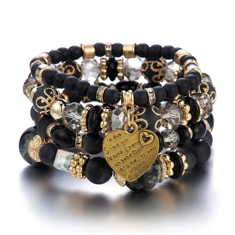 Bracelet Set Vintage Heart Charm