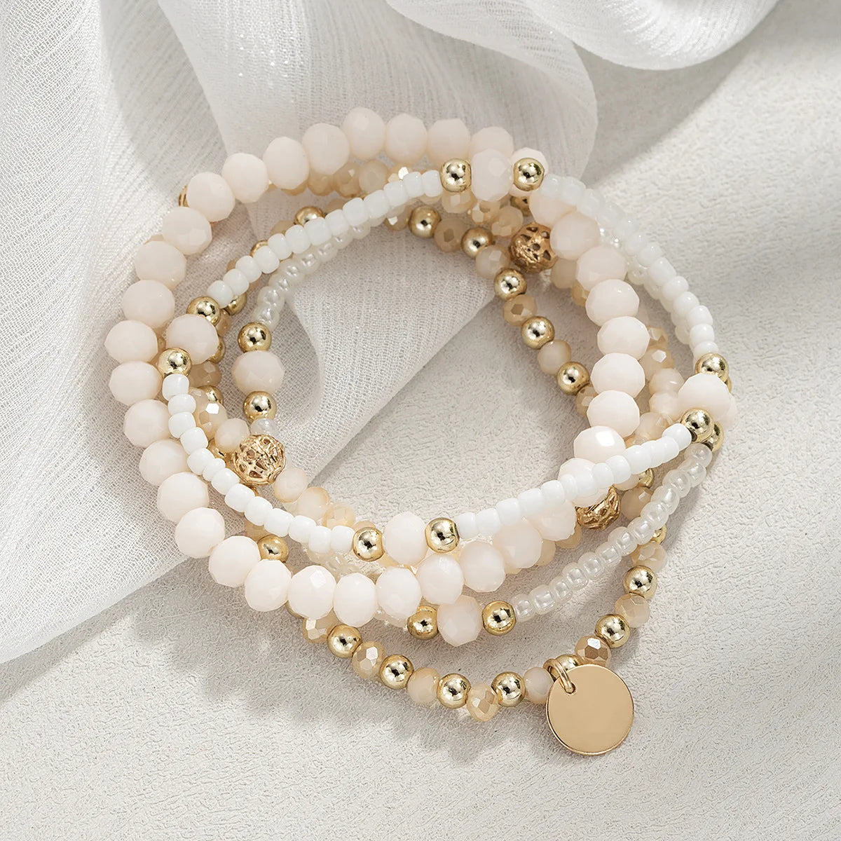 Bracelet Set Round Piece Charm Trendy