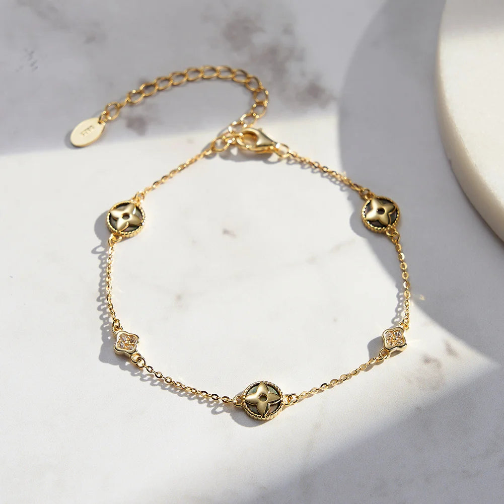 Glimora 14K Gold 925 Sterling Silver Shell Bracelet