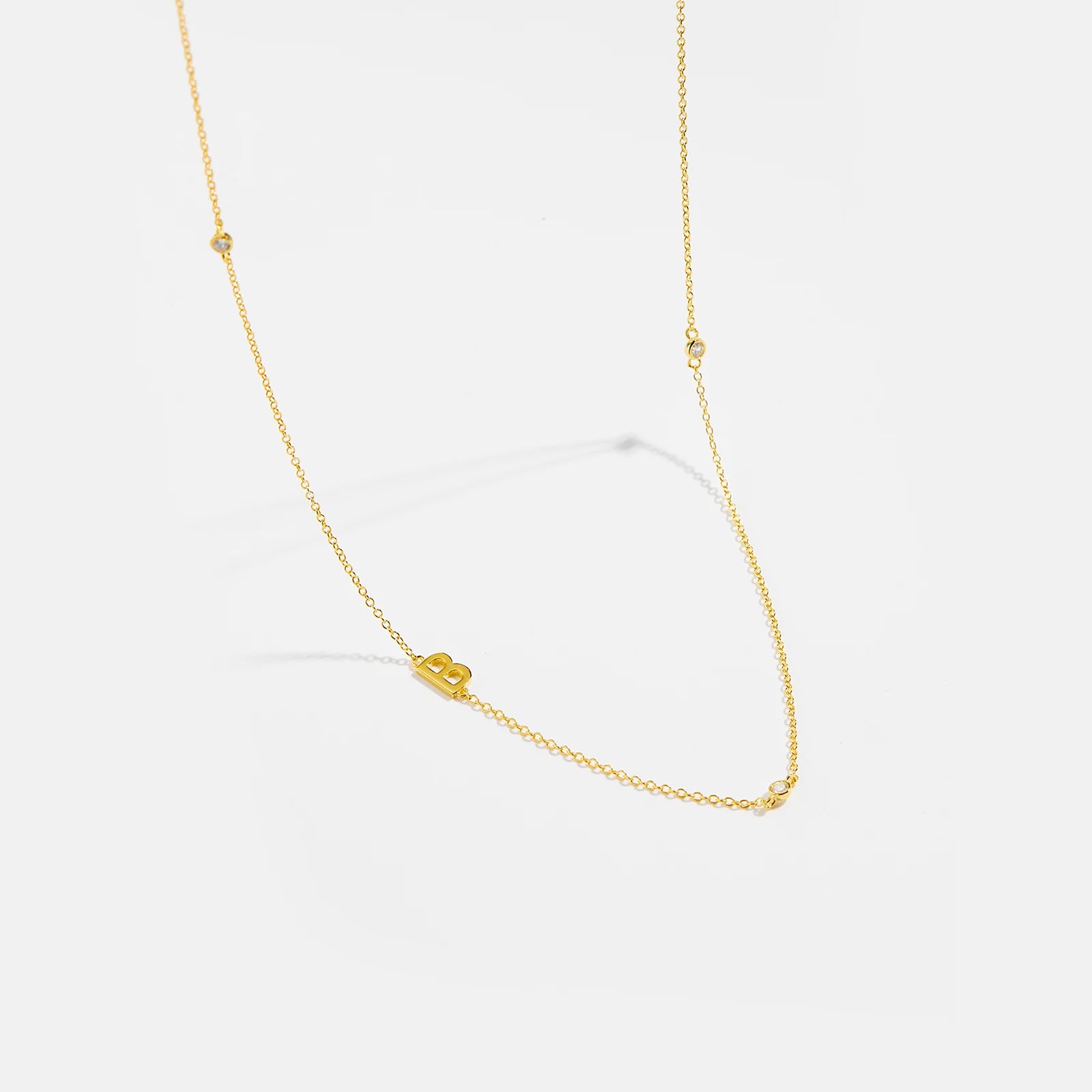 925 Sterling Silver Gold Letter Plain Pendant Choker Charm Necklace 26 Letter Alphabet