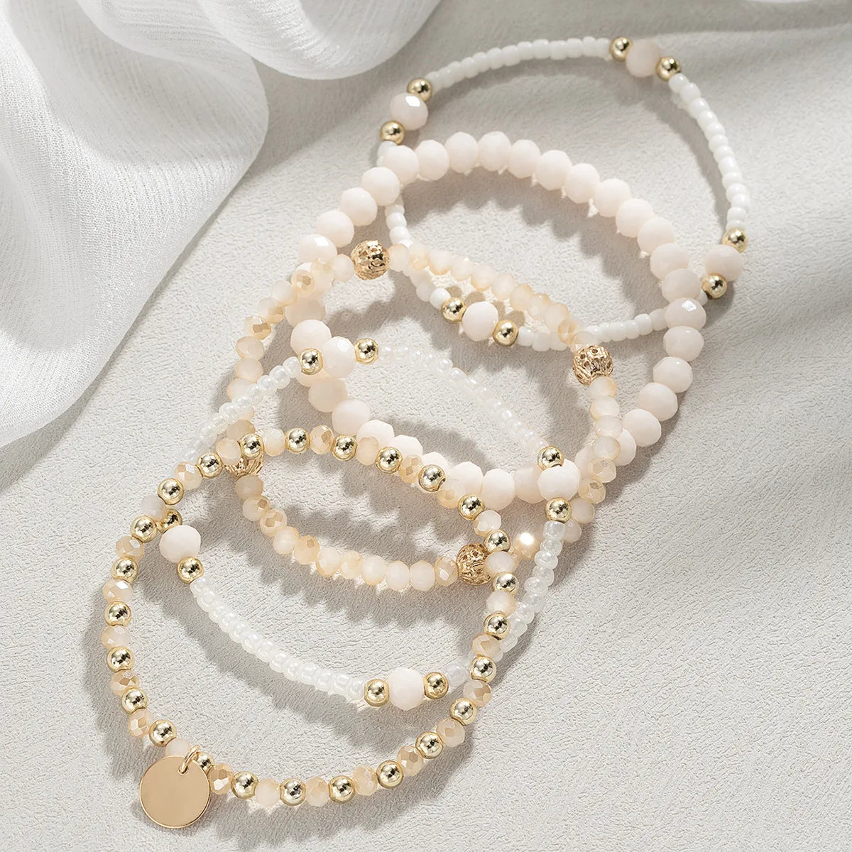 Bracelet Set Round Piece Charm Trendy