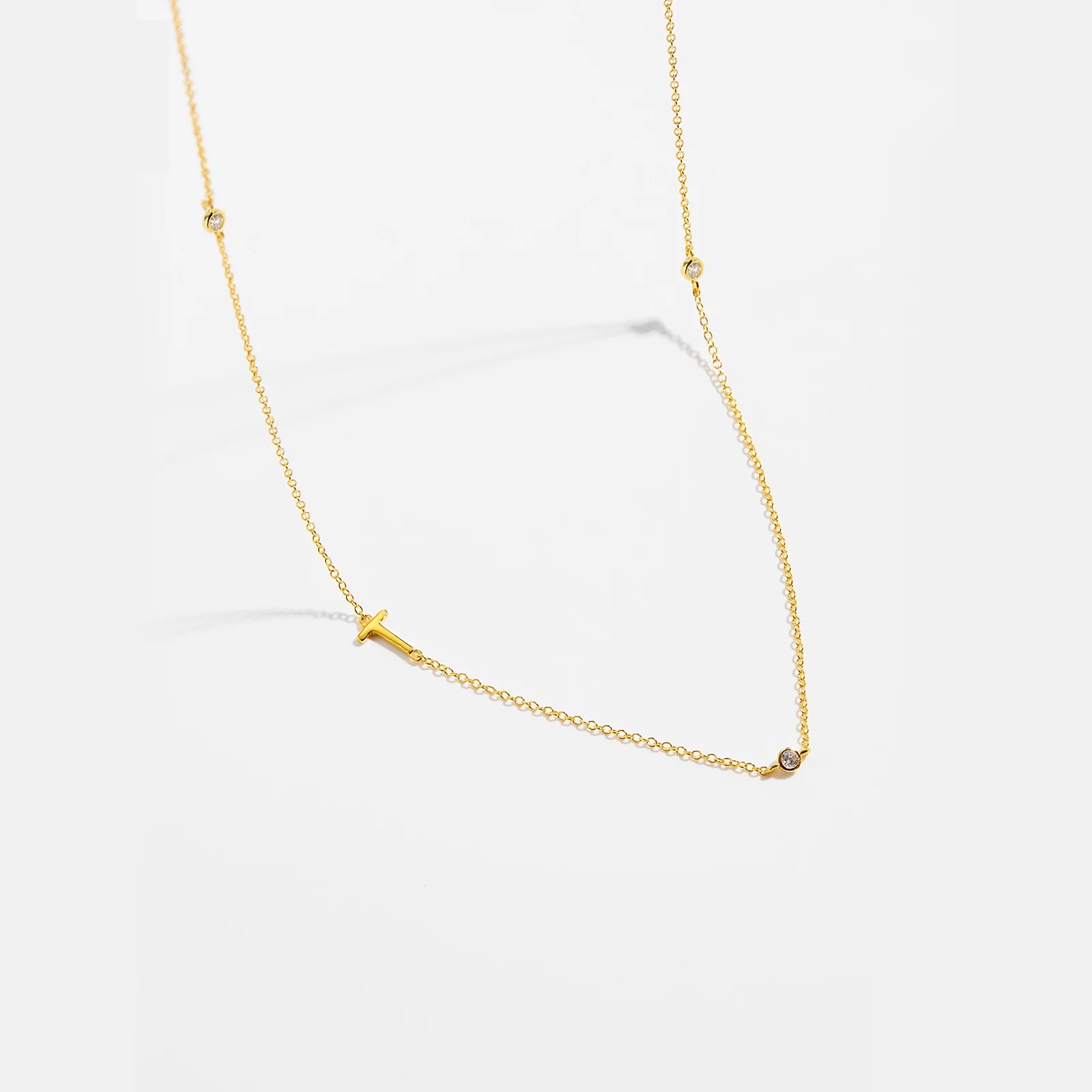 925 Sterling Silver Gold Letter Plain Pendant Choker Charm Necklace 26 Letter Alphabet