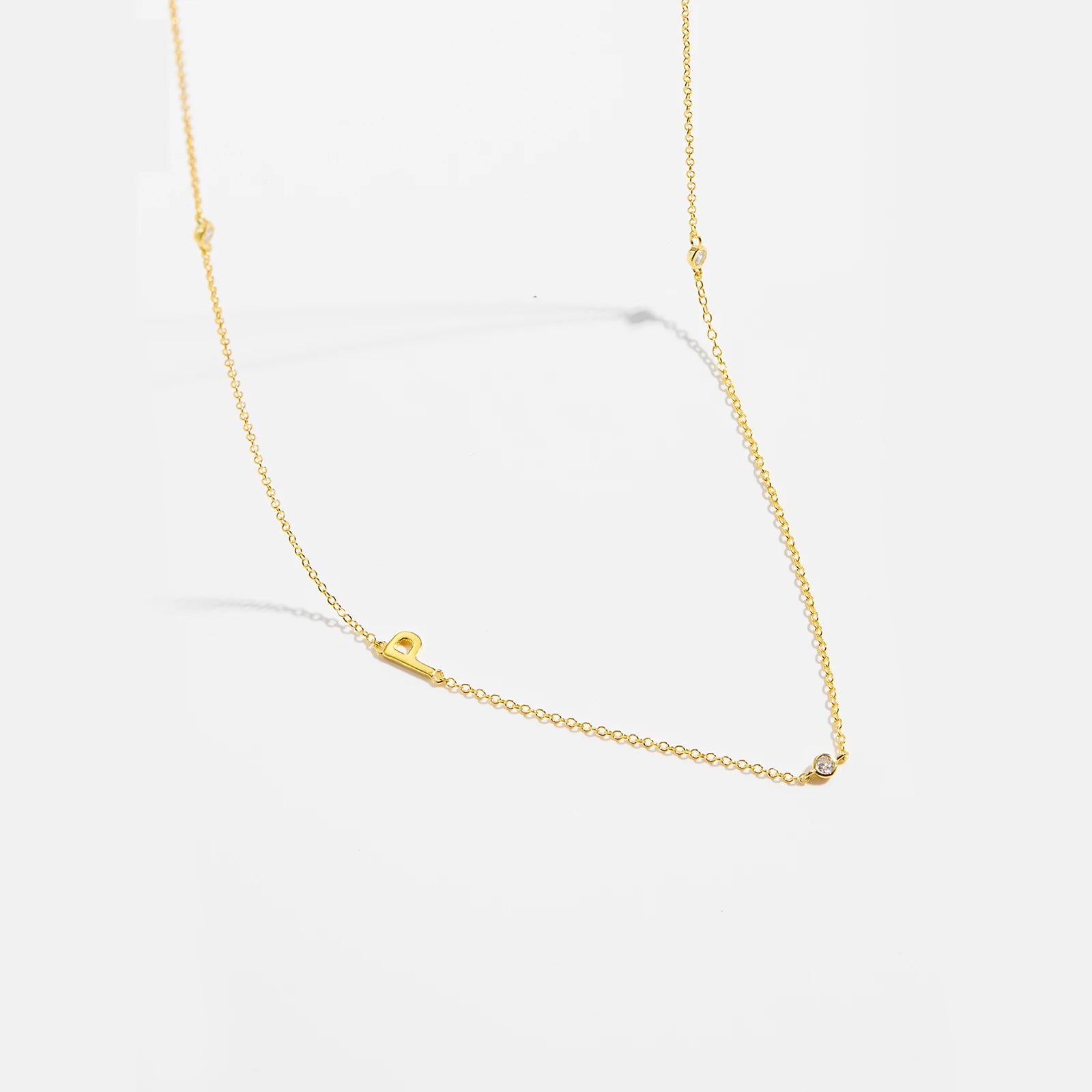 925 Sterling Silver Gold Letter Plain Pendant Choker Charm Necklace 26 Letter Alphabet