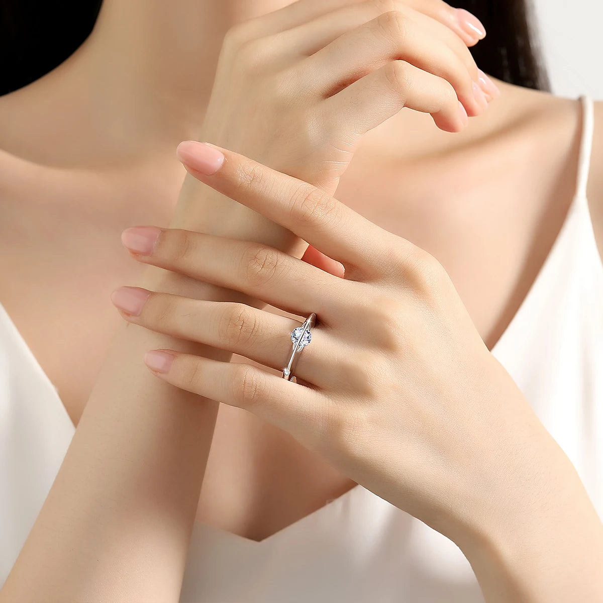 Rotate Moissanite Rings - Solid S925 Silver Solitaire Classic Band
