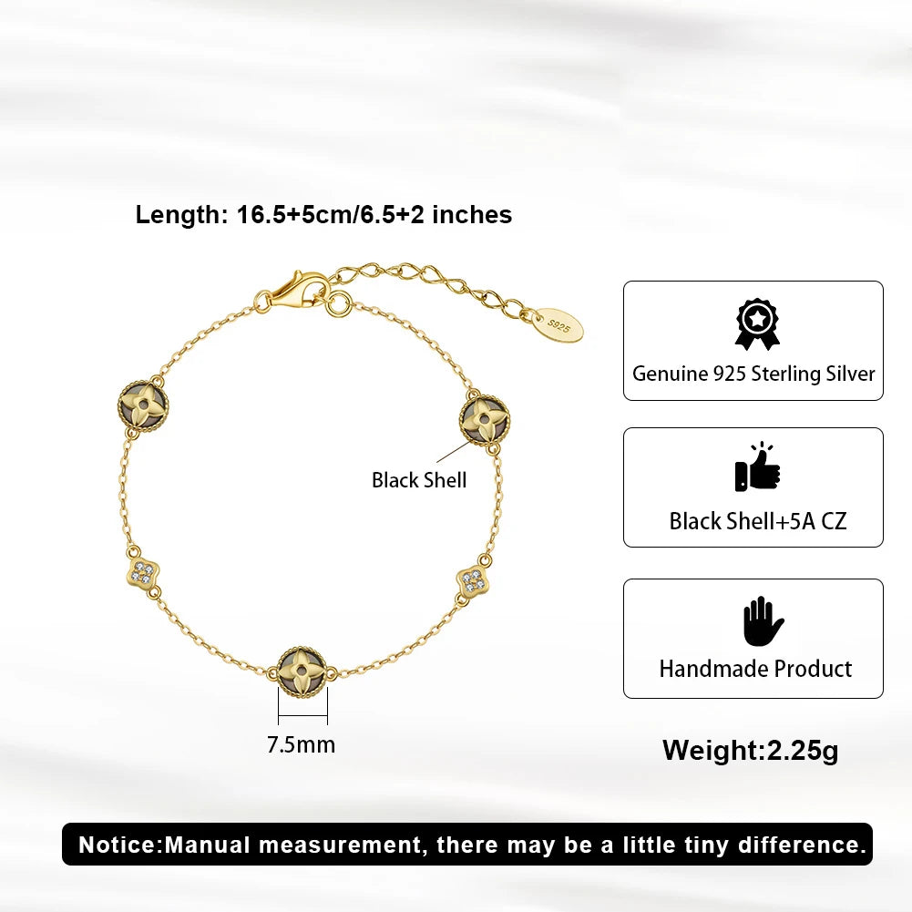 Glimora 14K Gold 925 Sterling Silver Shell Bracelet