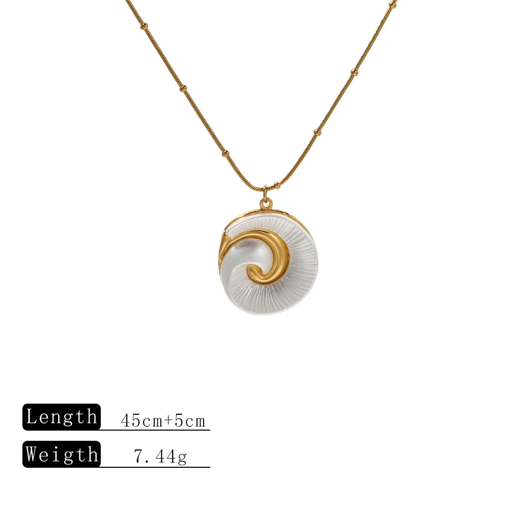 Stainless Steel Gold Spiral Necklace Pendant Jewelry Waterproof