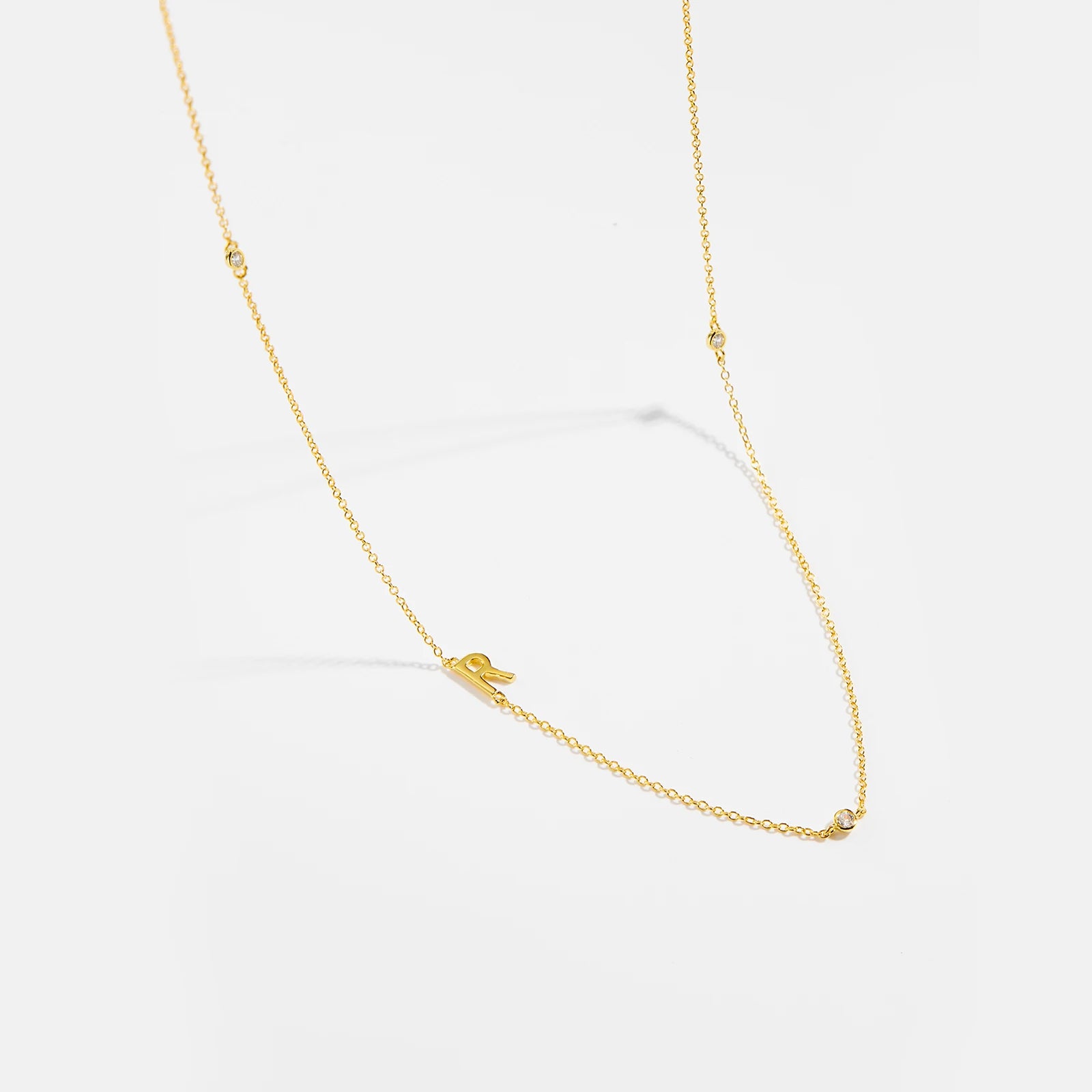 925 Sterling Silver Gold Letter Plain Pendant Choker Charm Necklace 26 Letter Alphabet