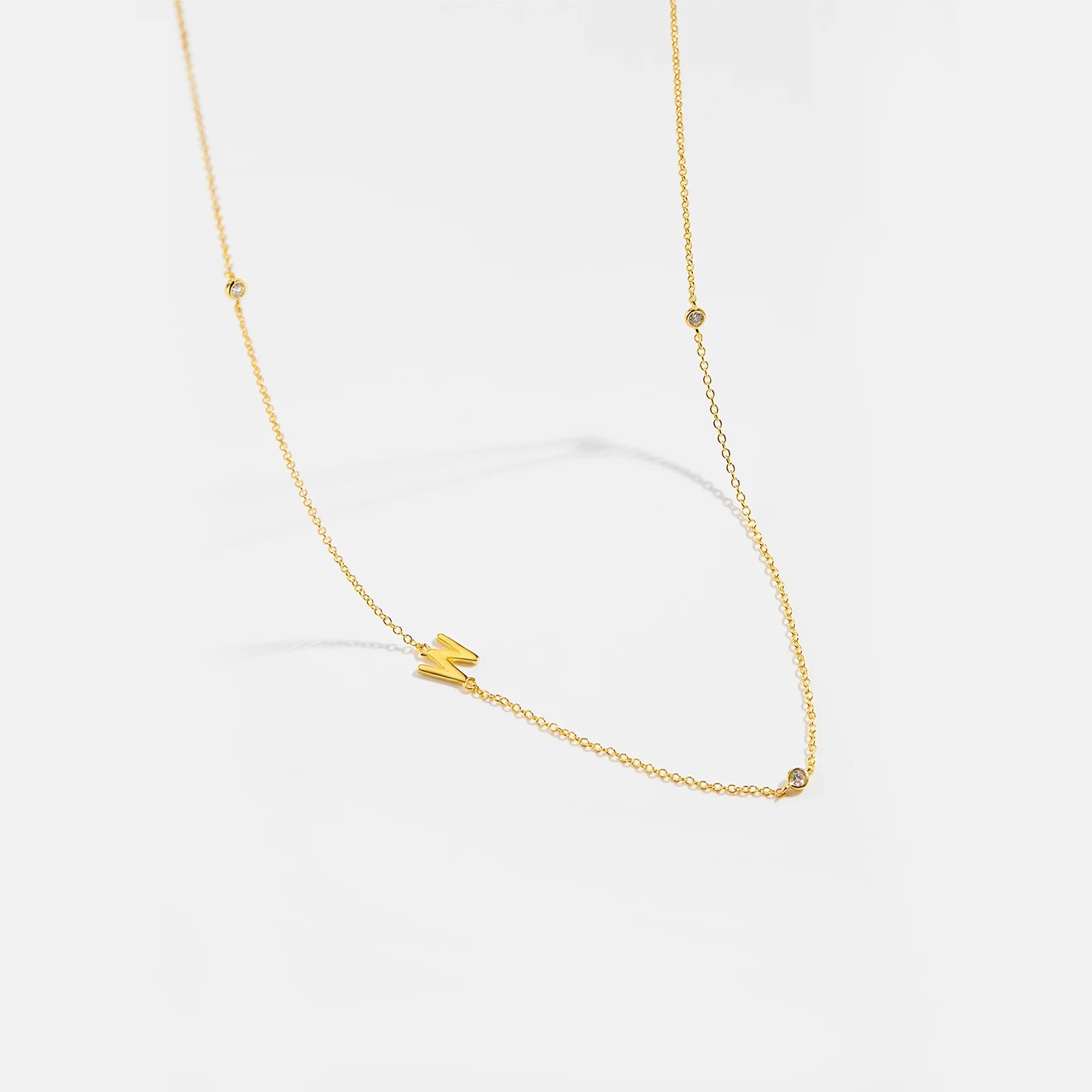 925 Sterling Silver Gold Letter Plain Pendant Choker Charm Necklace 26 Letter Alphabet