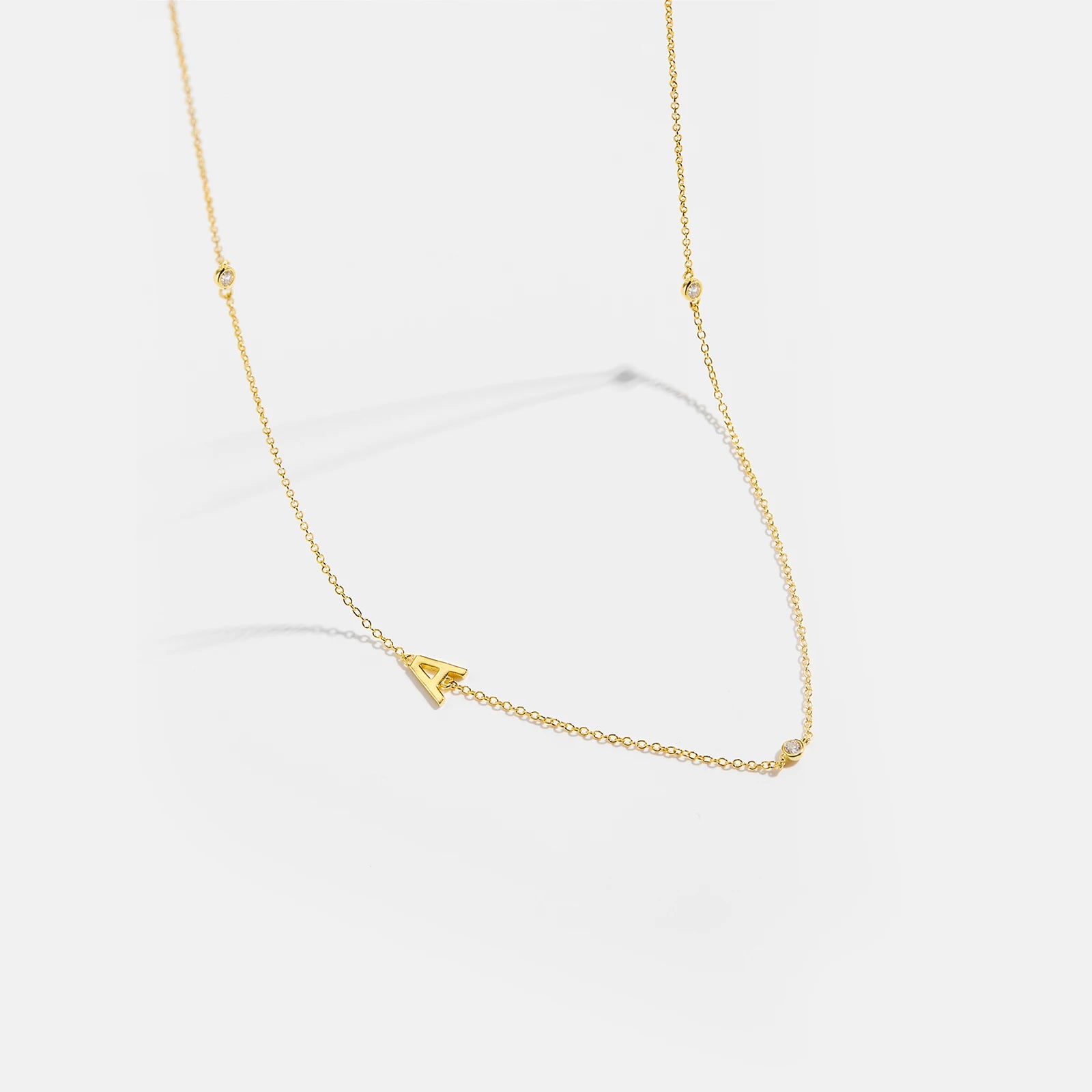 925 Sterling Silver Gold Letter Plain Pendant Choker Charm Necklace 26 Letter Alphabet