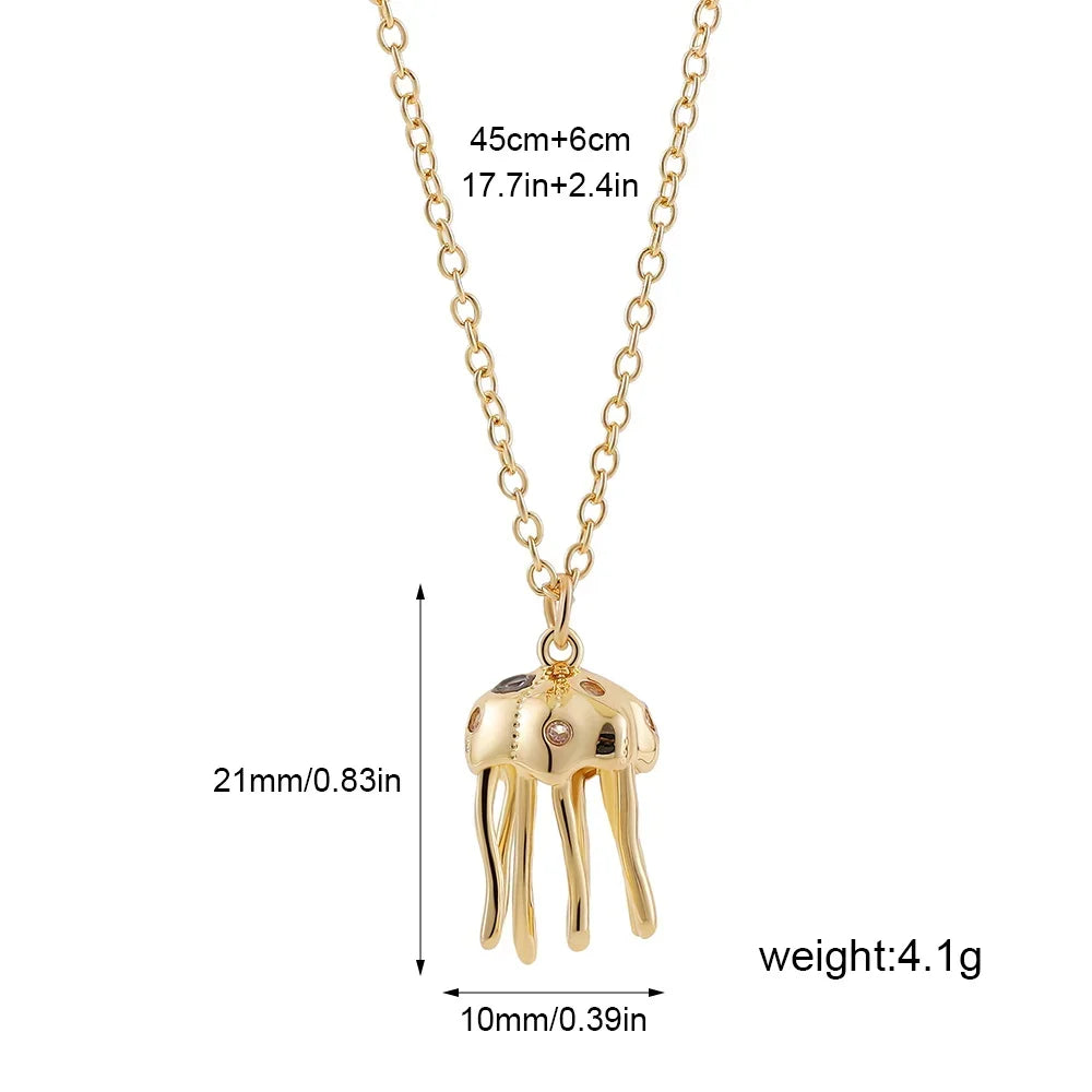 Exquisite Cross Pearl Jellyfish Pendant Necklace