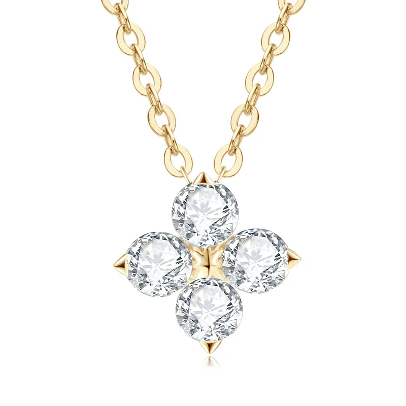 Glimora Lucky Clover Necklace Four Leaf Certified D0.40CT Moissanite Pendant