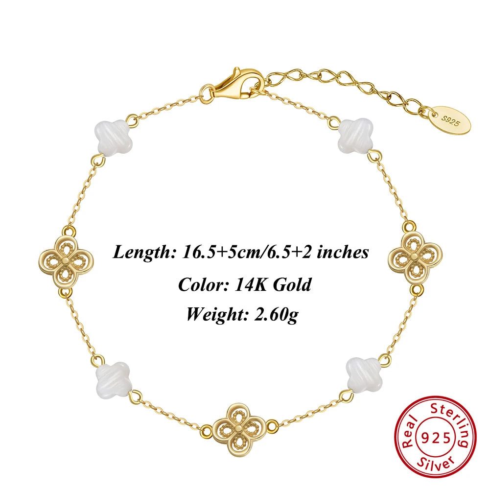 Glimora 14K Gold 925 Sterling Silver Shell Bracelet