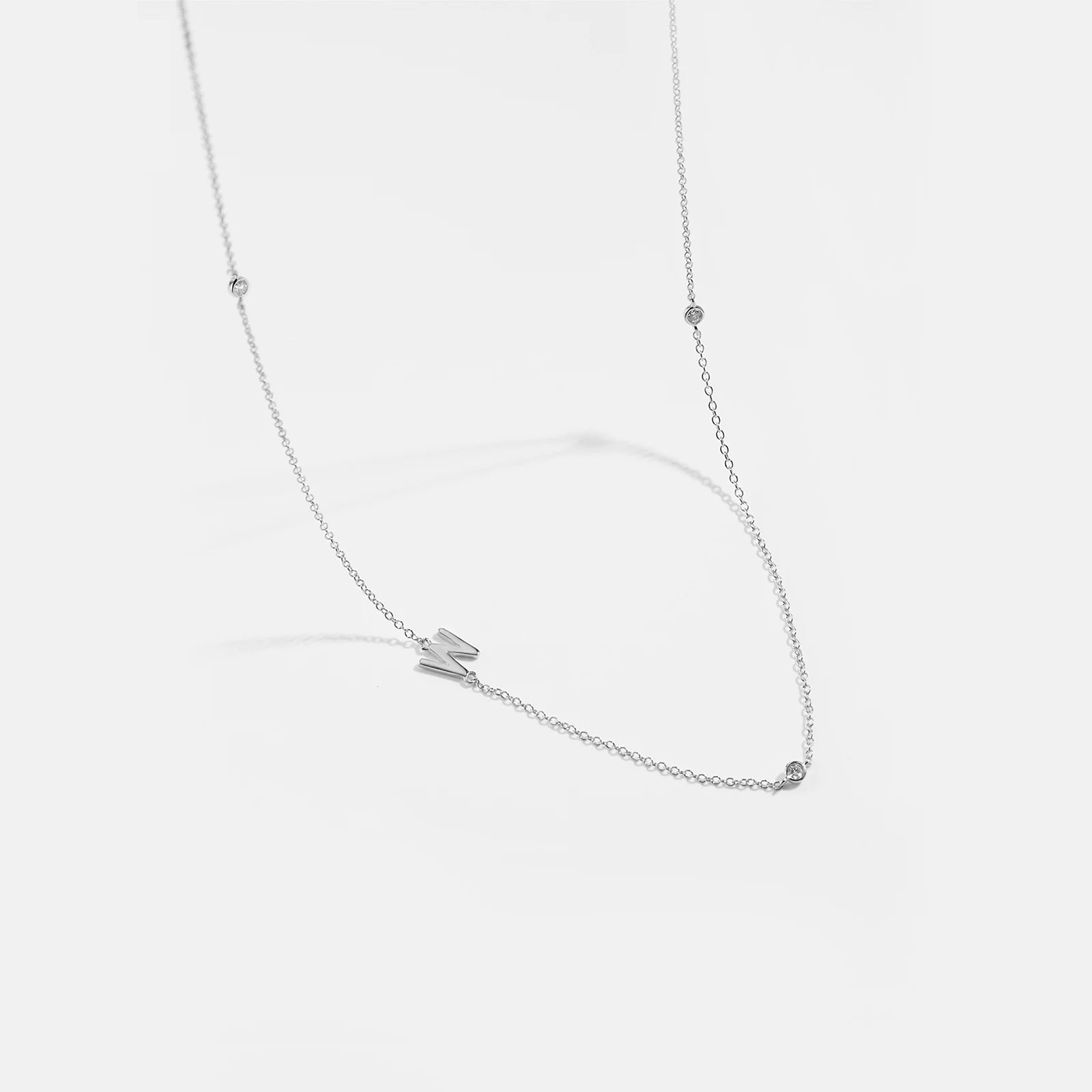 925 Sterling Silver Gold Letter Plain Pendant Choker Charm Necklace 26 Letter Alphabet
