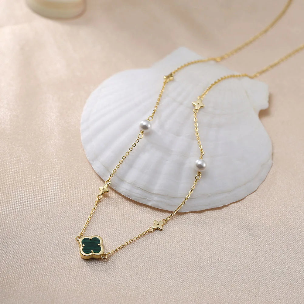 New Four Leaf Flower Pendant 925 Sterling Silver Necklace