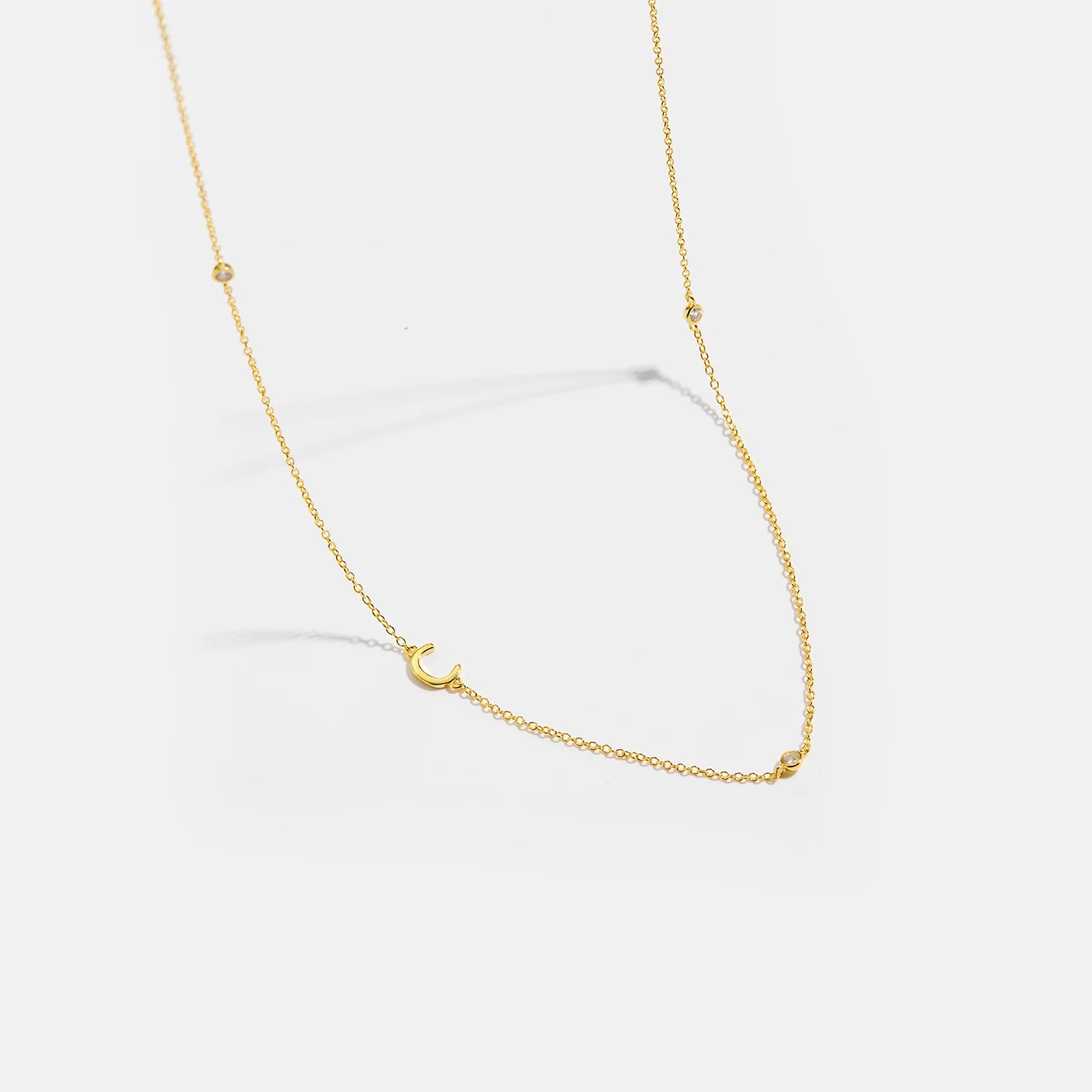 925 Sterling Silver Gold Letter Plain Pendant Choker Charm Necklace 26 Letter Alphabet