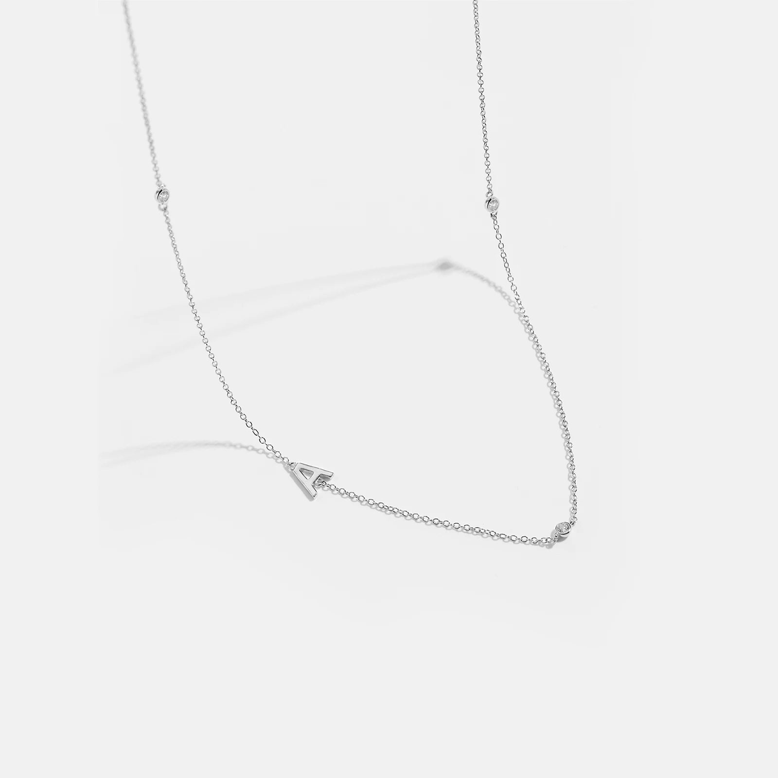 925 Sterling Silver Gold Letter Plain Pendant Choker Charm Necklace 26 Letter Alphabet
