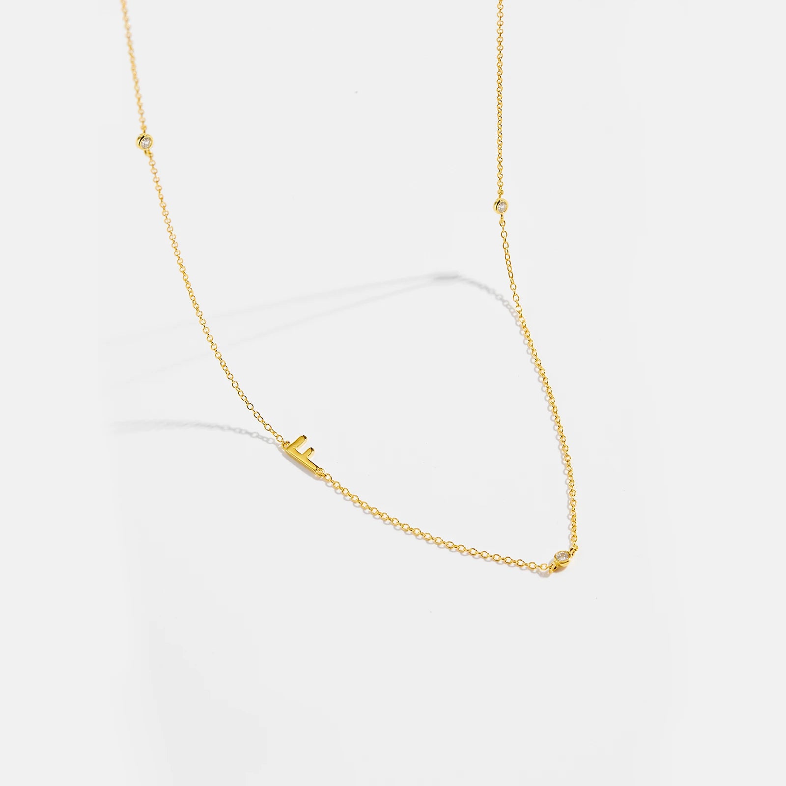 925 Sterling Silver Gold Letter Plain Pendant Choker Charm Necklace 26 Letter Alphabet