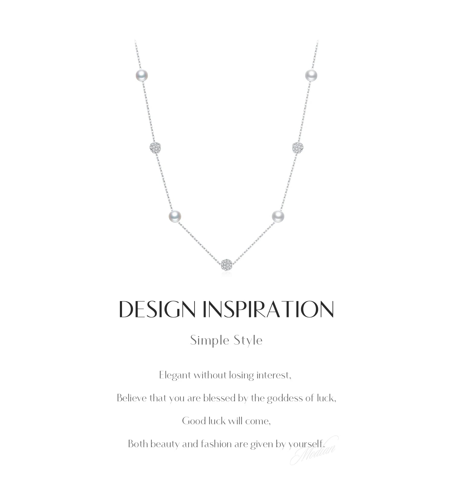 925 Sterling Silver Zircon Beads &Pearl Chain Necklaces