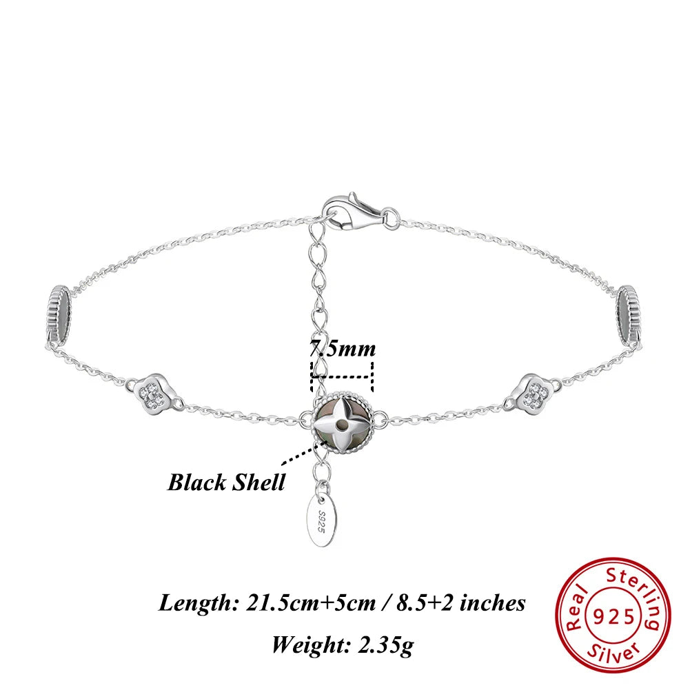 Glimora 925 Sterling Silver Four Leaf Clover Anklet