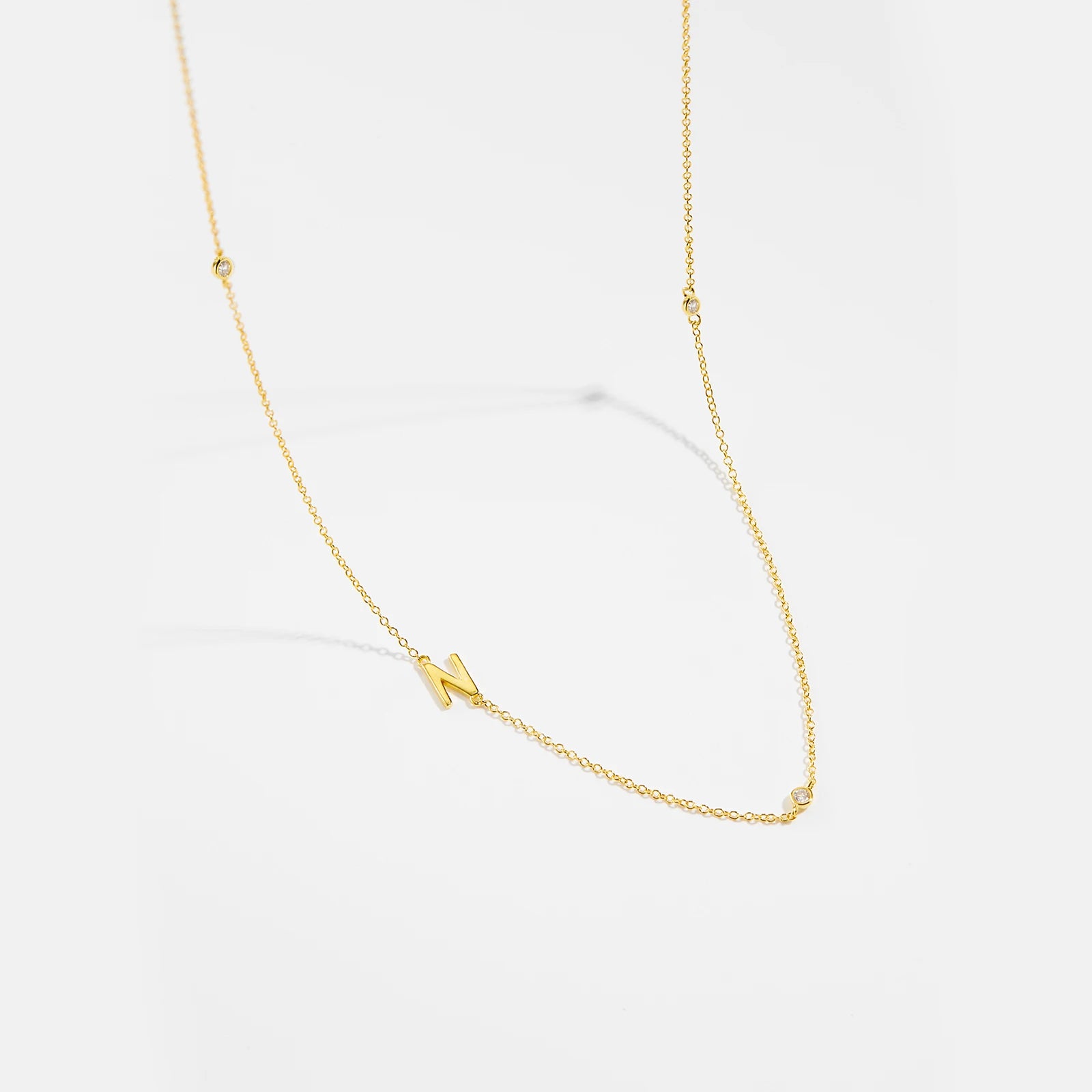 925 Sterling Silver Gold Letter Plain Pendant Choker Charm Necklace 26 Letter Alphabet