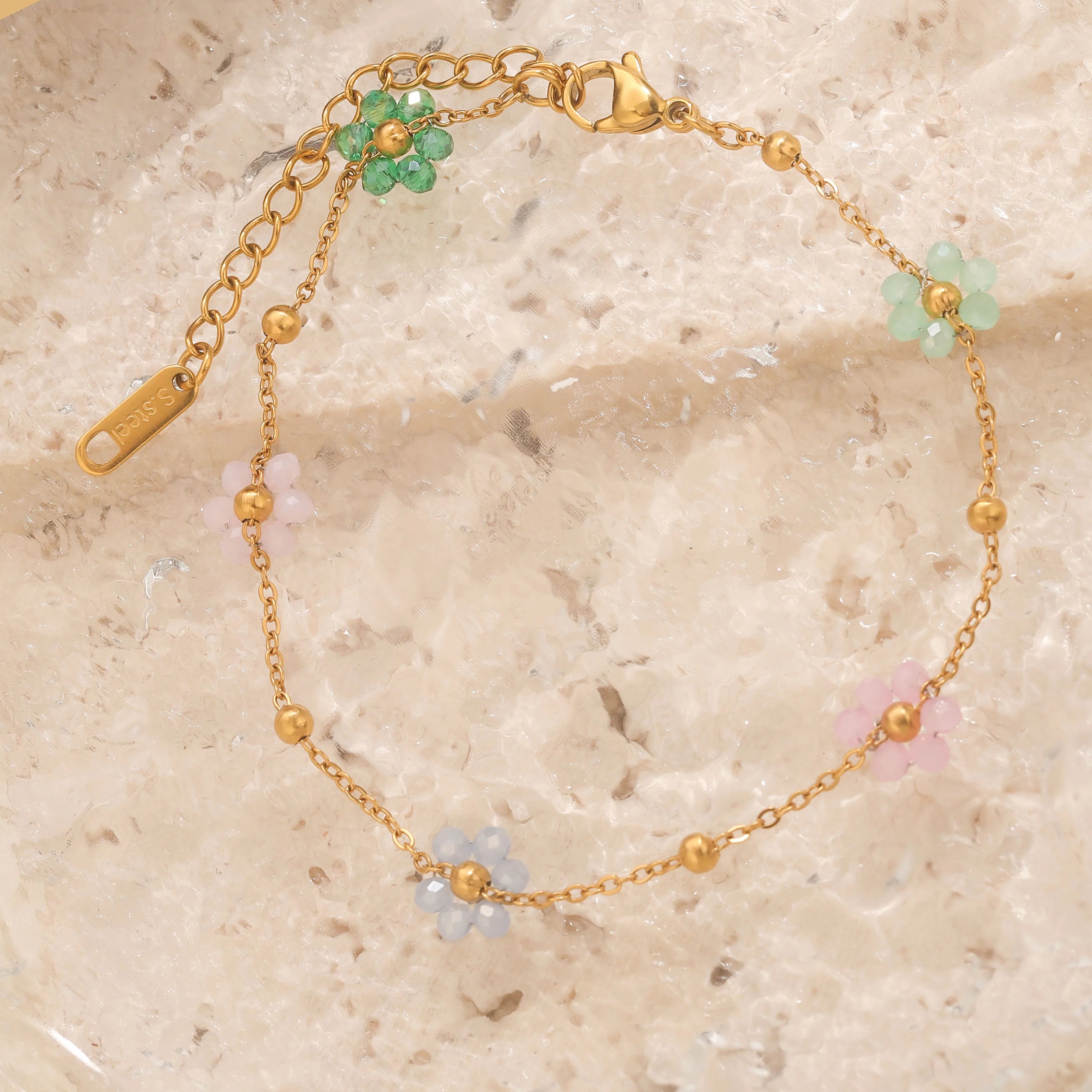Minimalist Trendy Stainless Steel Bracelet Stylish Double Layer Faux Pearl Gold-Plated Bracelets Daily Jewelry