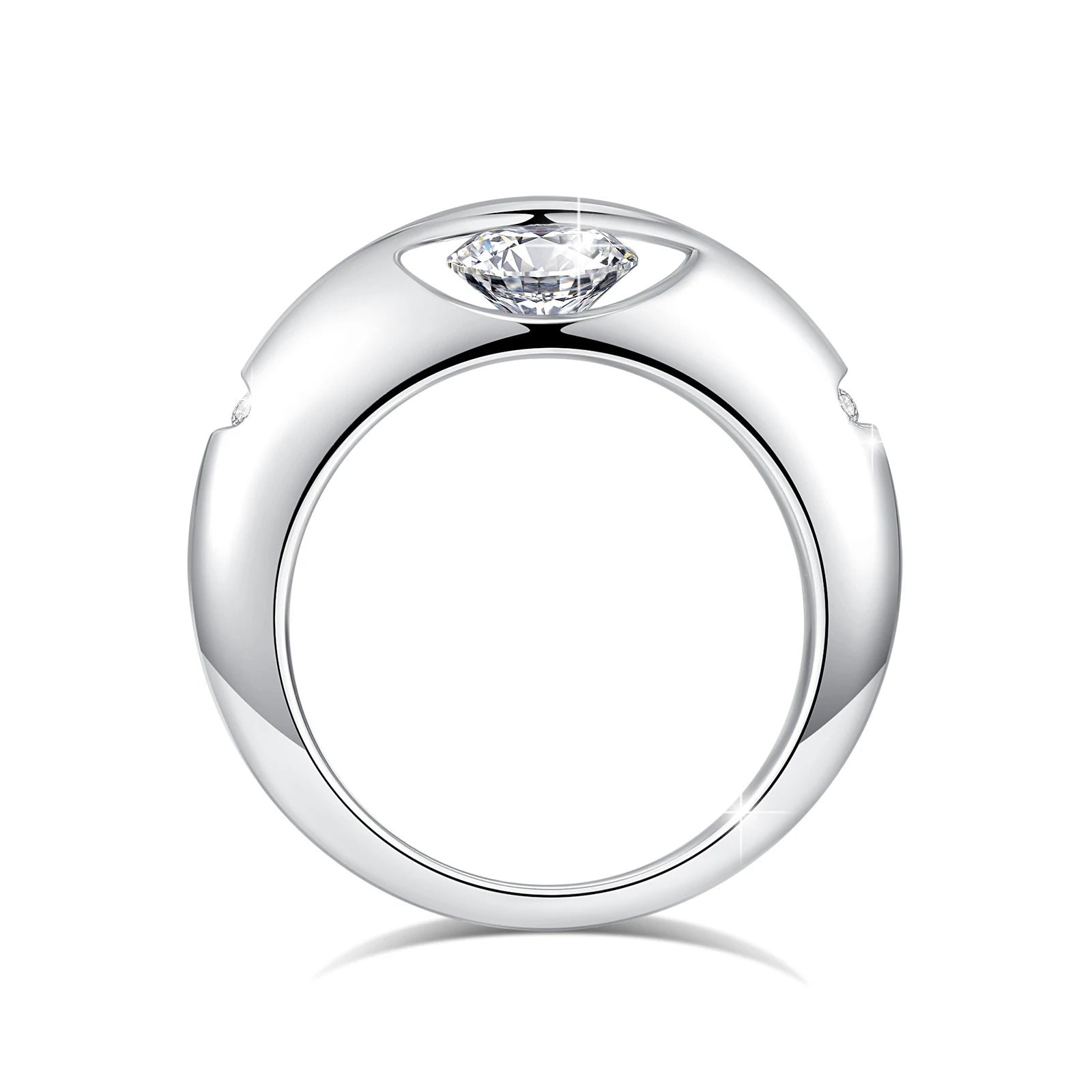 Rotate Moissanite Rings - Solid S925 Silver Solitaire Classic Band