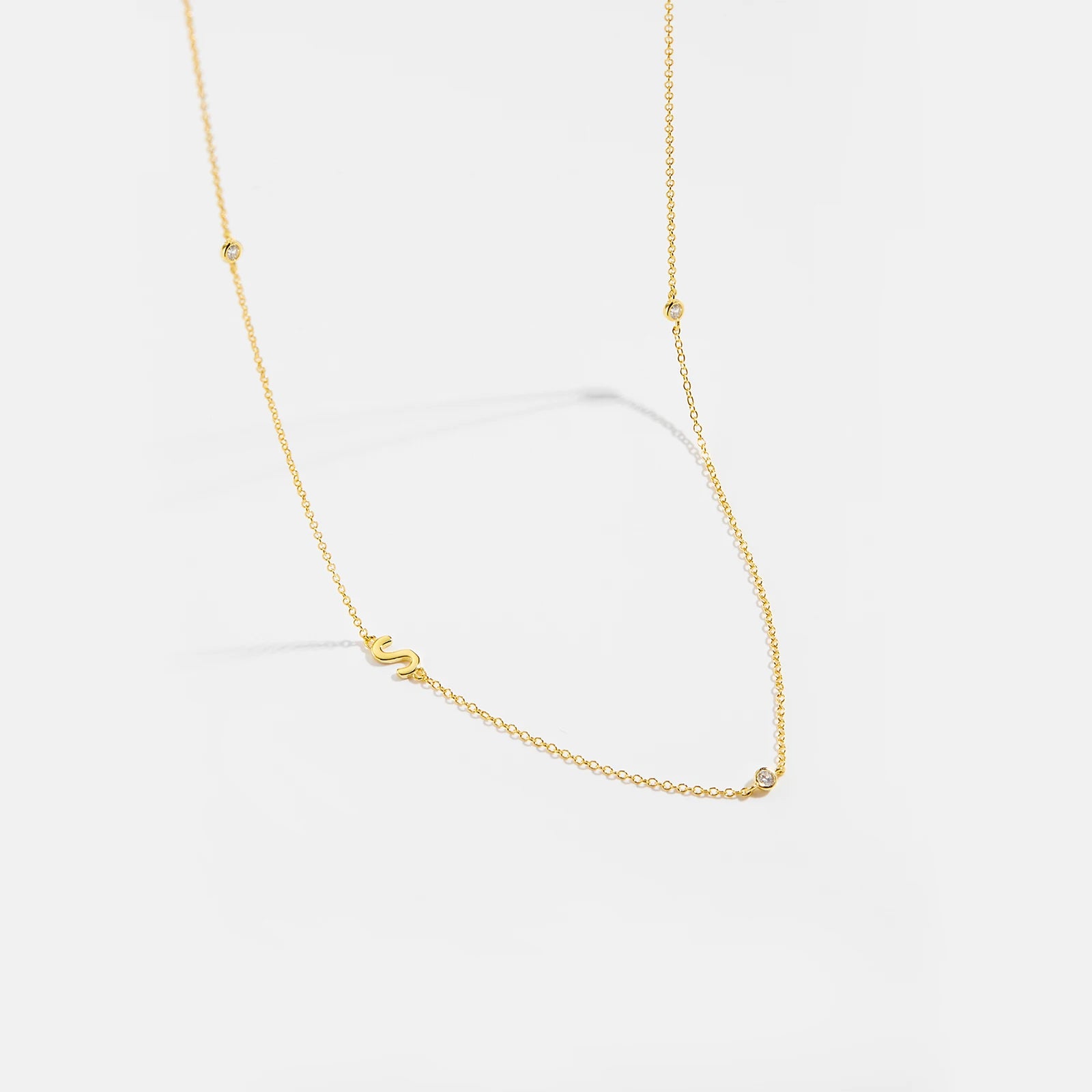 925 Sterling Silver Gold Letter Plain Pendant Choker Charm Necklace 26 Letter Alphabet