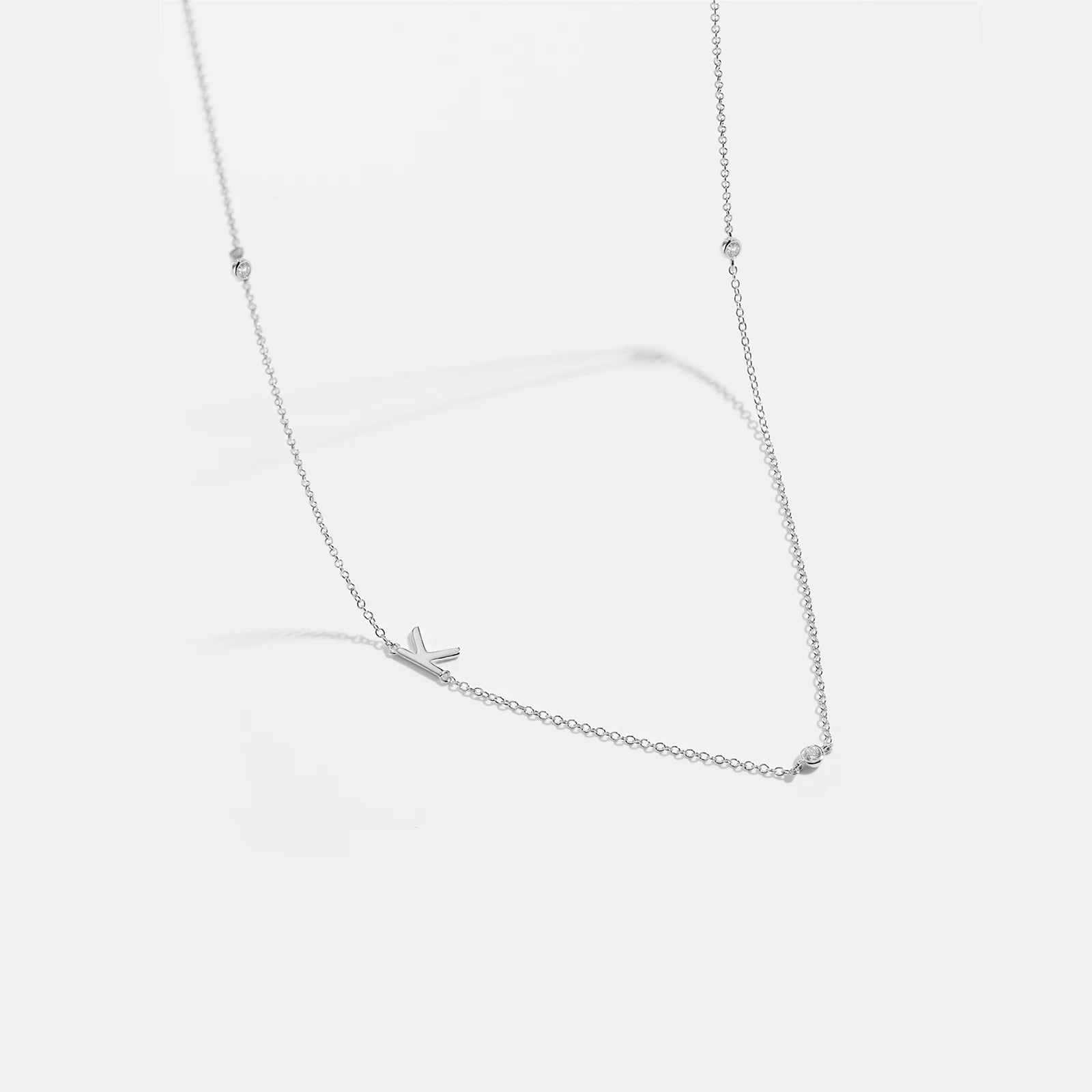 925 Sterling Silver Gold Letter Plain Pendant Choker Charm Necklace 26 Letter Alphabet