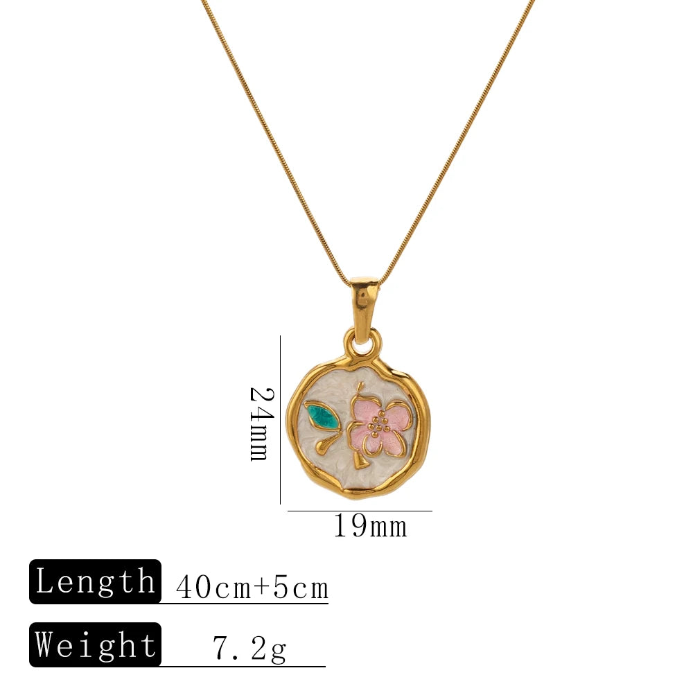 Minimalist Trendy Stainless Steel Flower Gold-Plated Pendant Necklaces