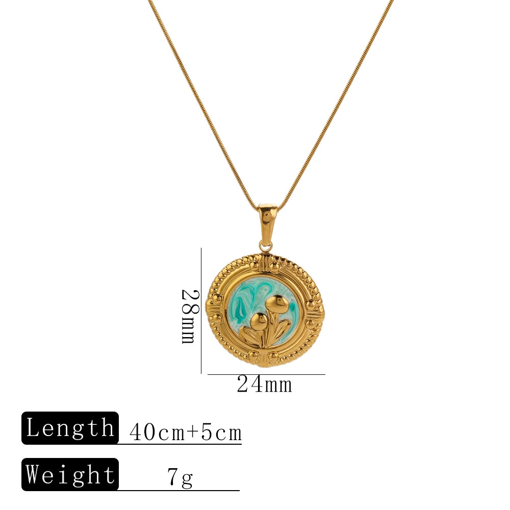 Minimalist Trendy Stainless Steel Flower Gold-Plated Pendant Necklaces