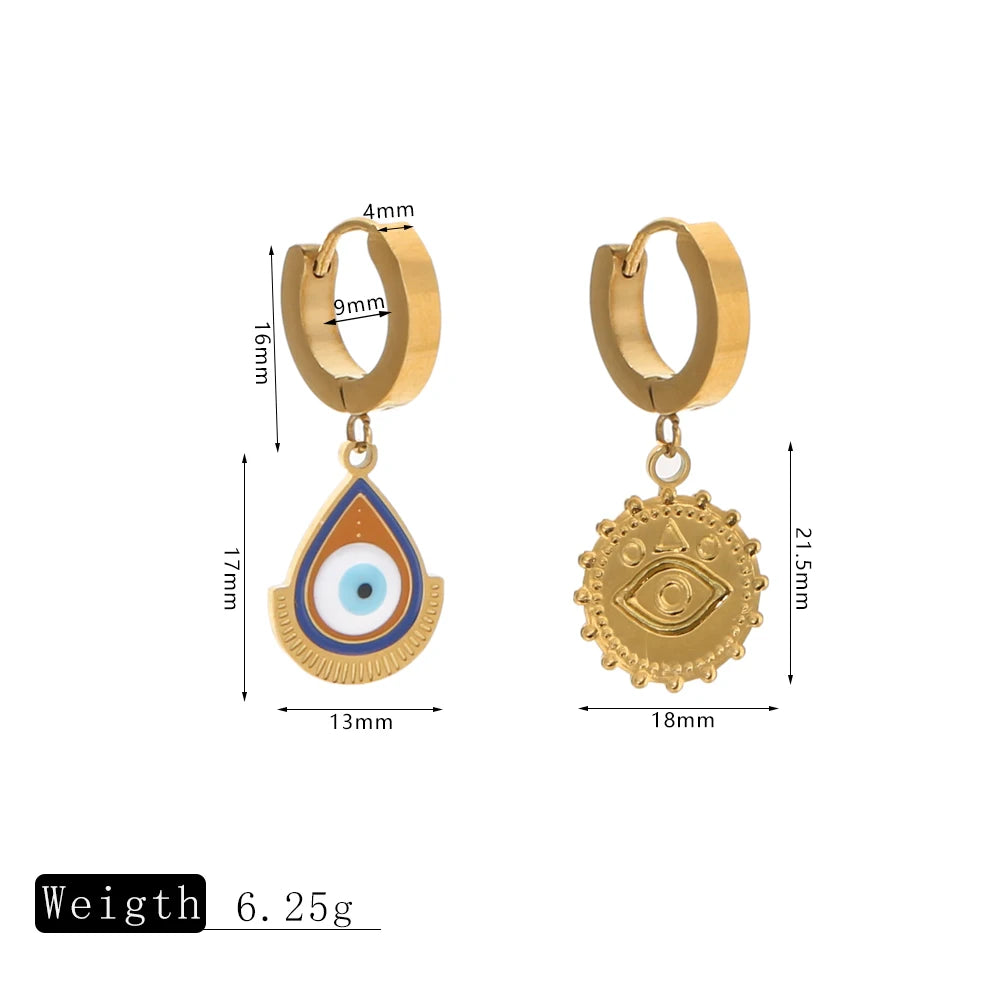 Stainless steel Turkish Evil Eye Earring Dangles Personalized Enamel Jewelry