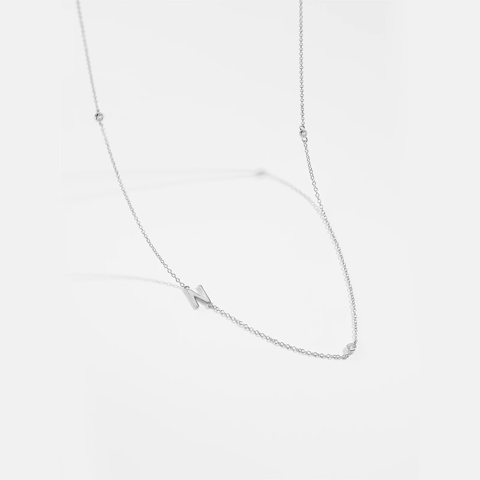 925 Sterling Silver Gold Letter Plain Pendant Choker Charm Necklace 26 Letter Alphabet