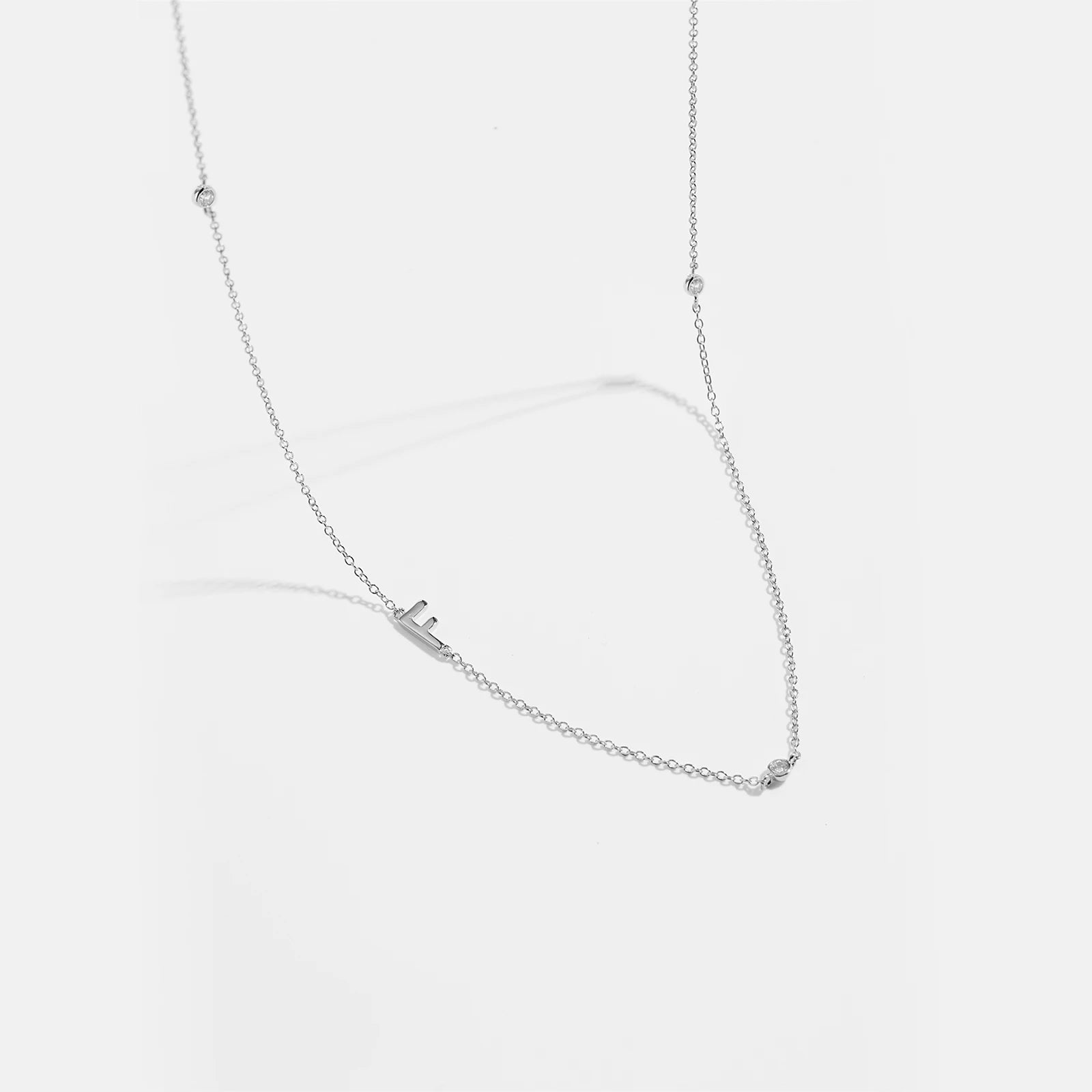 925 Sterling Silver Gold Letter Plain Pendant Choker Charm Necklace 26 Letter Alphabet