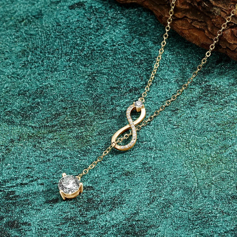 925 Silver Infinity Necklace  - 6.5mm D Color Moisasnite Pendant Y Shape Necklaces