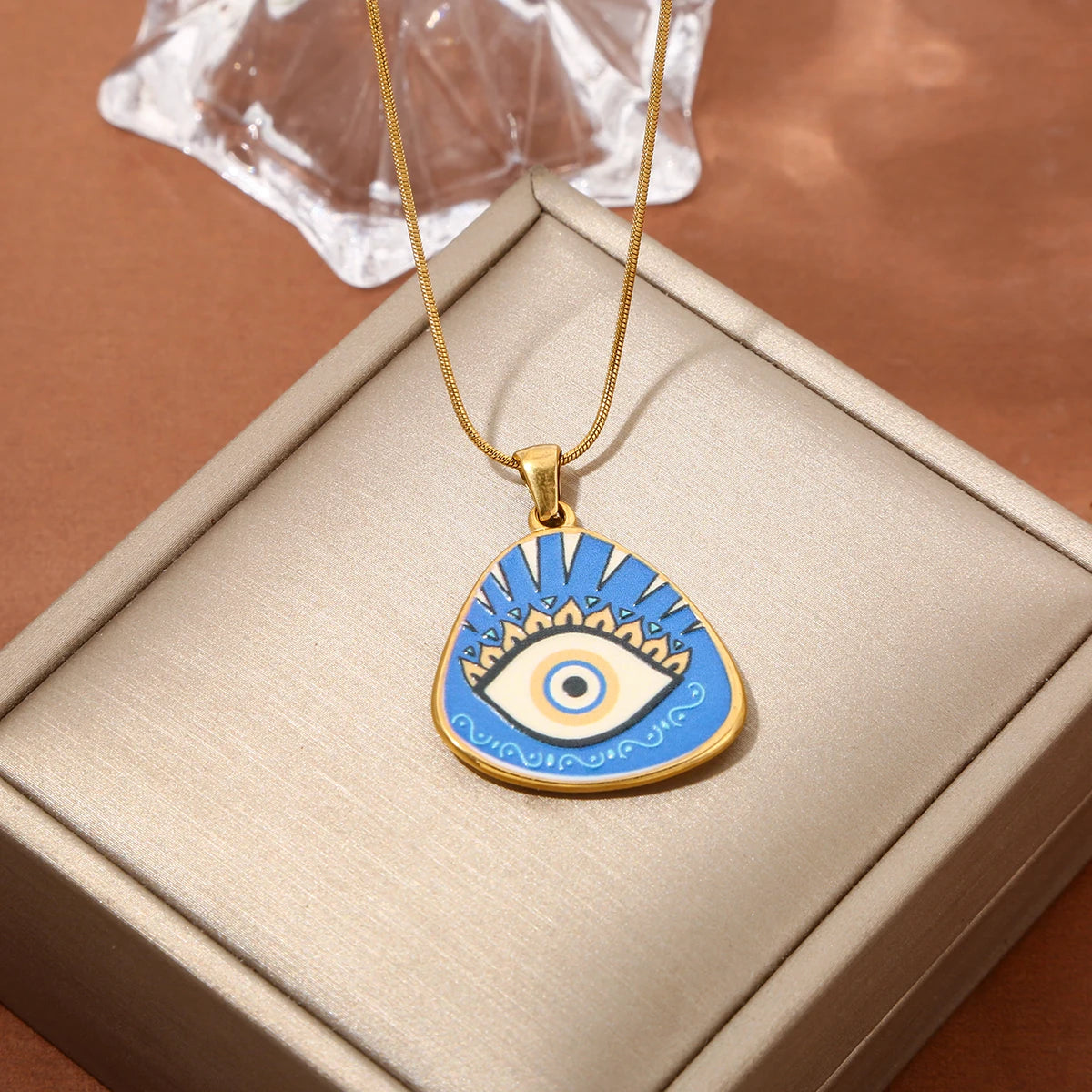 Cyberpunk Style Stainless Steel Evil Eye Gold-Plated Pendant Necklace