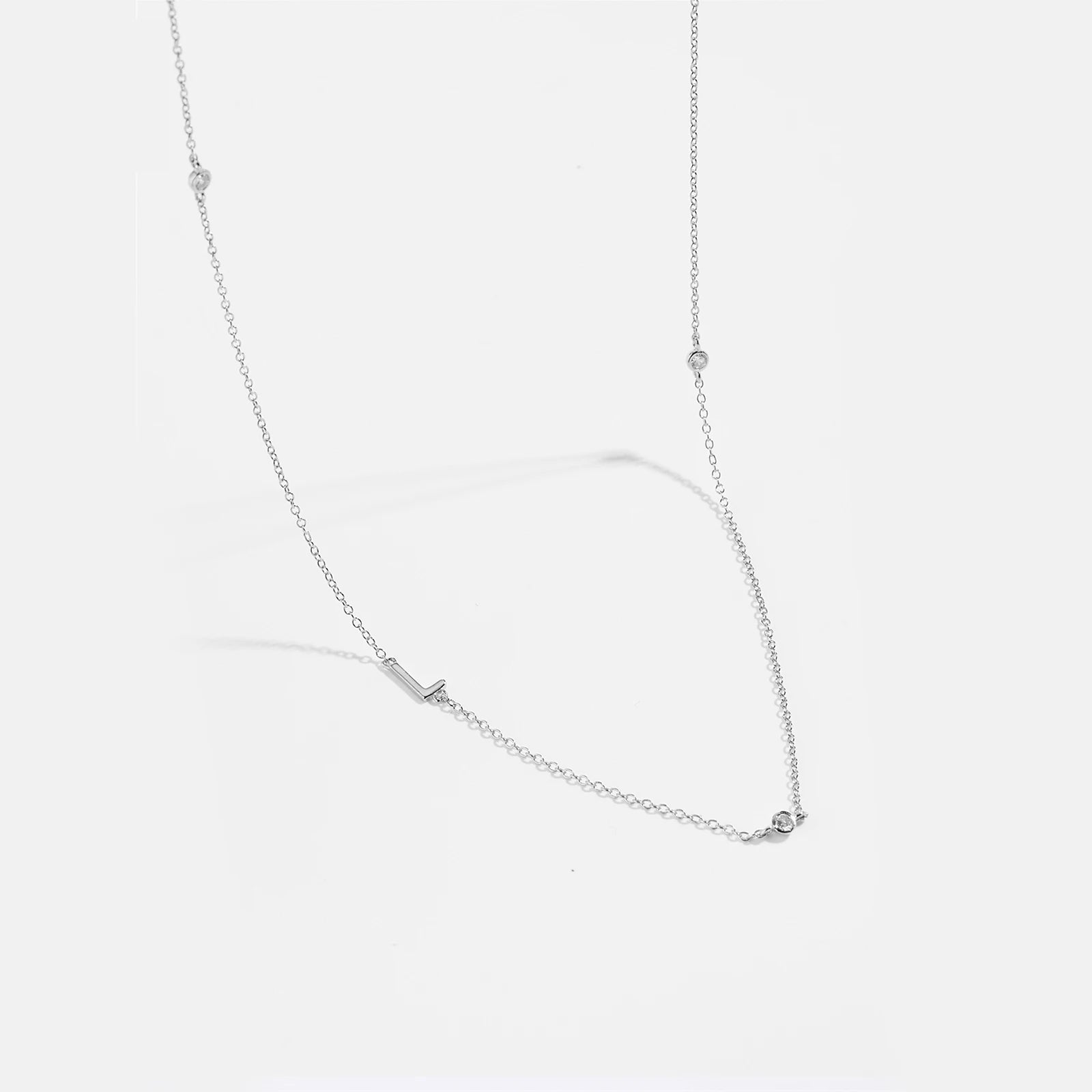 925 Sterling Silver Gold Letter Plain Pendant Choker Charm Necklace 26 Letter Alphabet