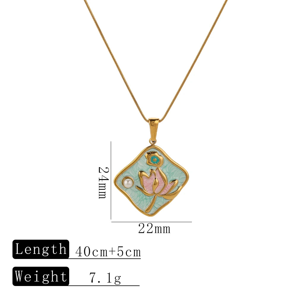 Minimalist Trendy Stainless Steel Flower Gold-Plated Pendant Necklaces