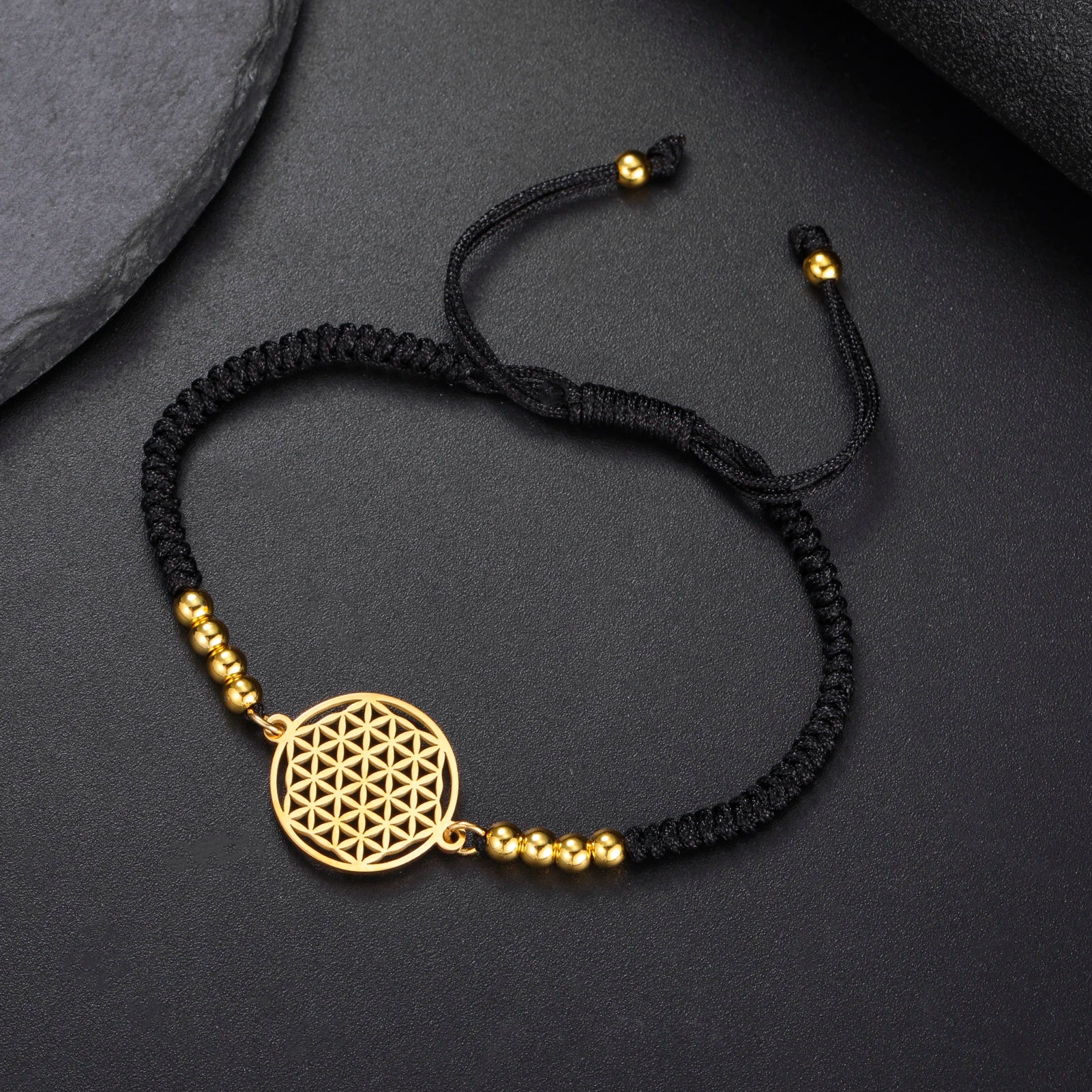 Stainless Steel Vintage Flower of Life Charms Bracelet