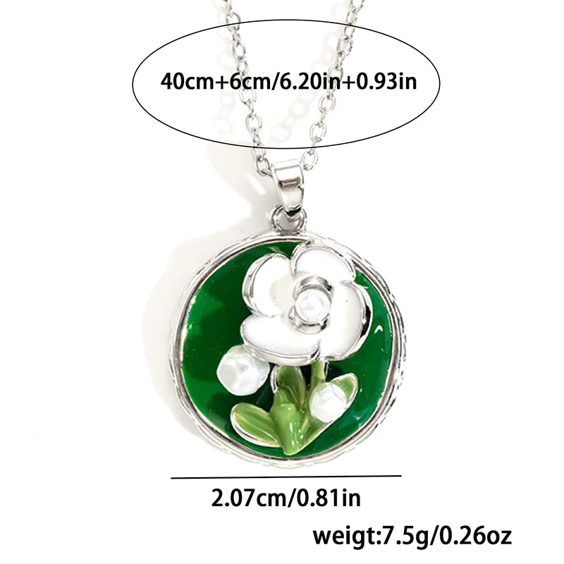 Stainless Steel Colorful Drop Oil Flower Heart Necklace