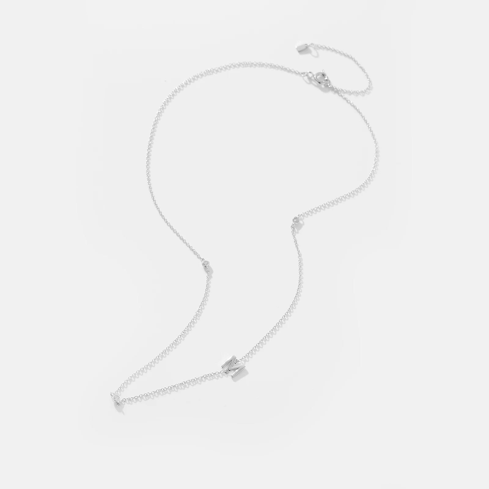 925 Sterling Silver Gold Letter Plain Pendant Choker Charm Necklace 26 Letter Alphabet