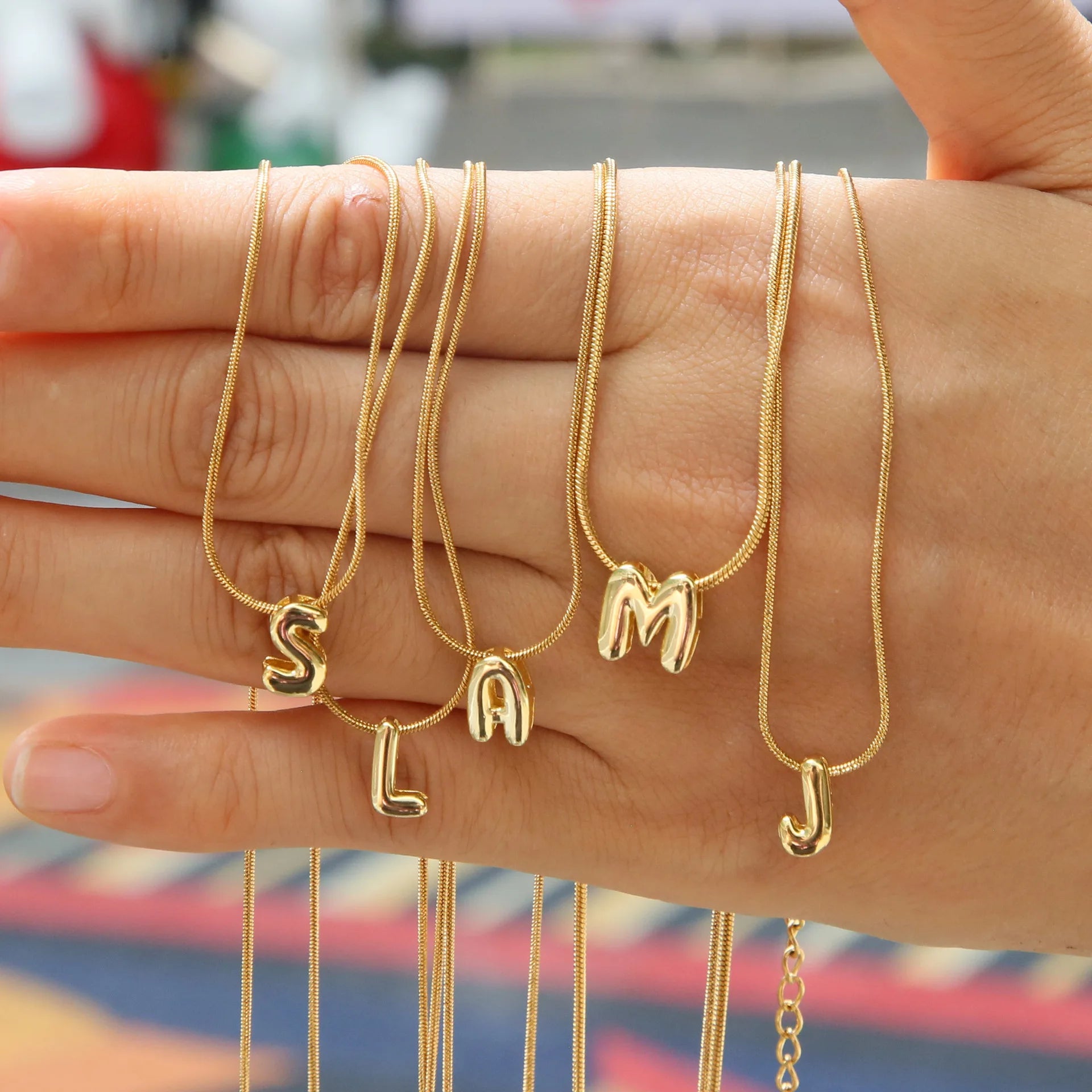 Gold Plated Balloon 26 Alphabet Letter Pendant Necklace