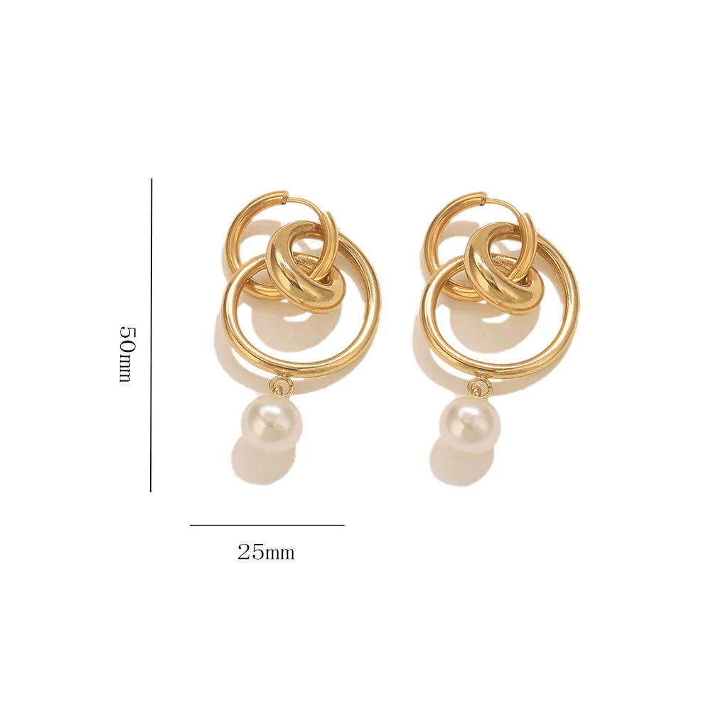 Simple Fashion Style Stainless Steel Women's Earrings Gold-Plated Waterproof Pendant Earrings Daily Jewelry Accessories